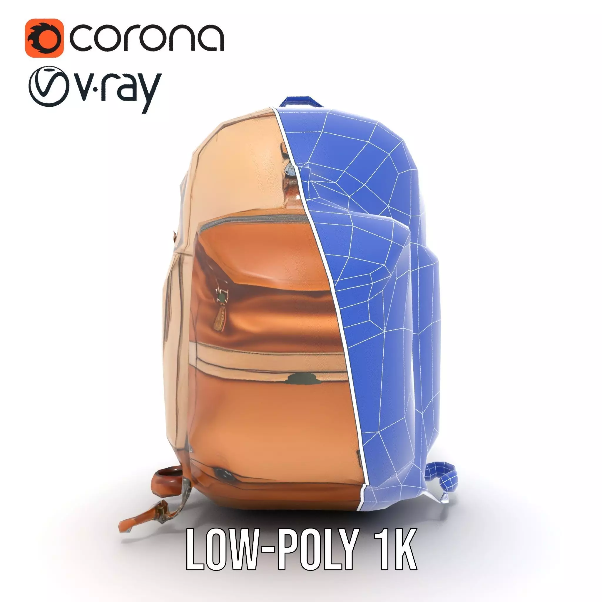 Tan Adventure Backpack model pack Low-poly 3D model_31