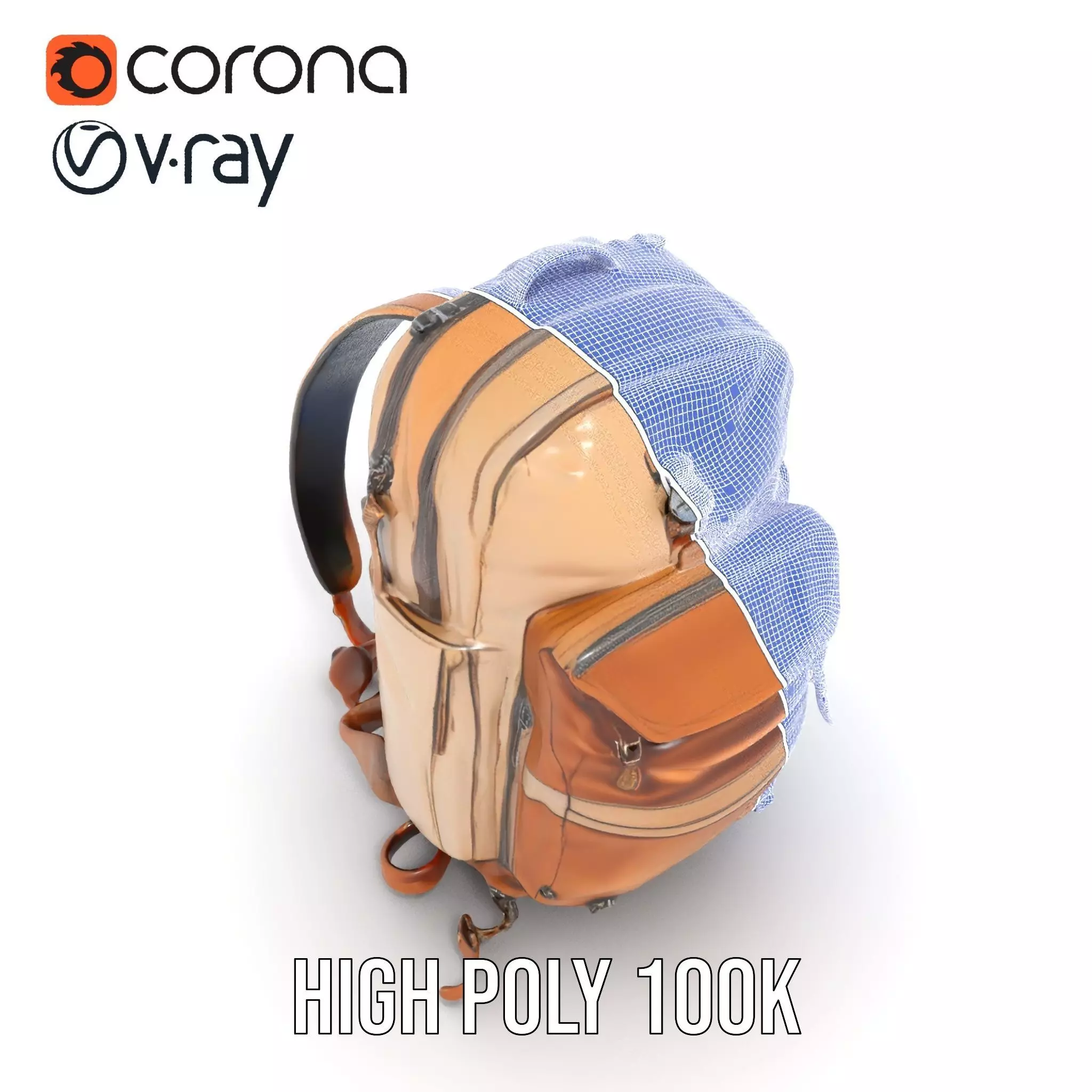 Tan Adventure Backpack model pack Low-poly 3D model_32