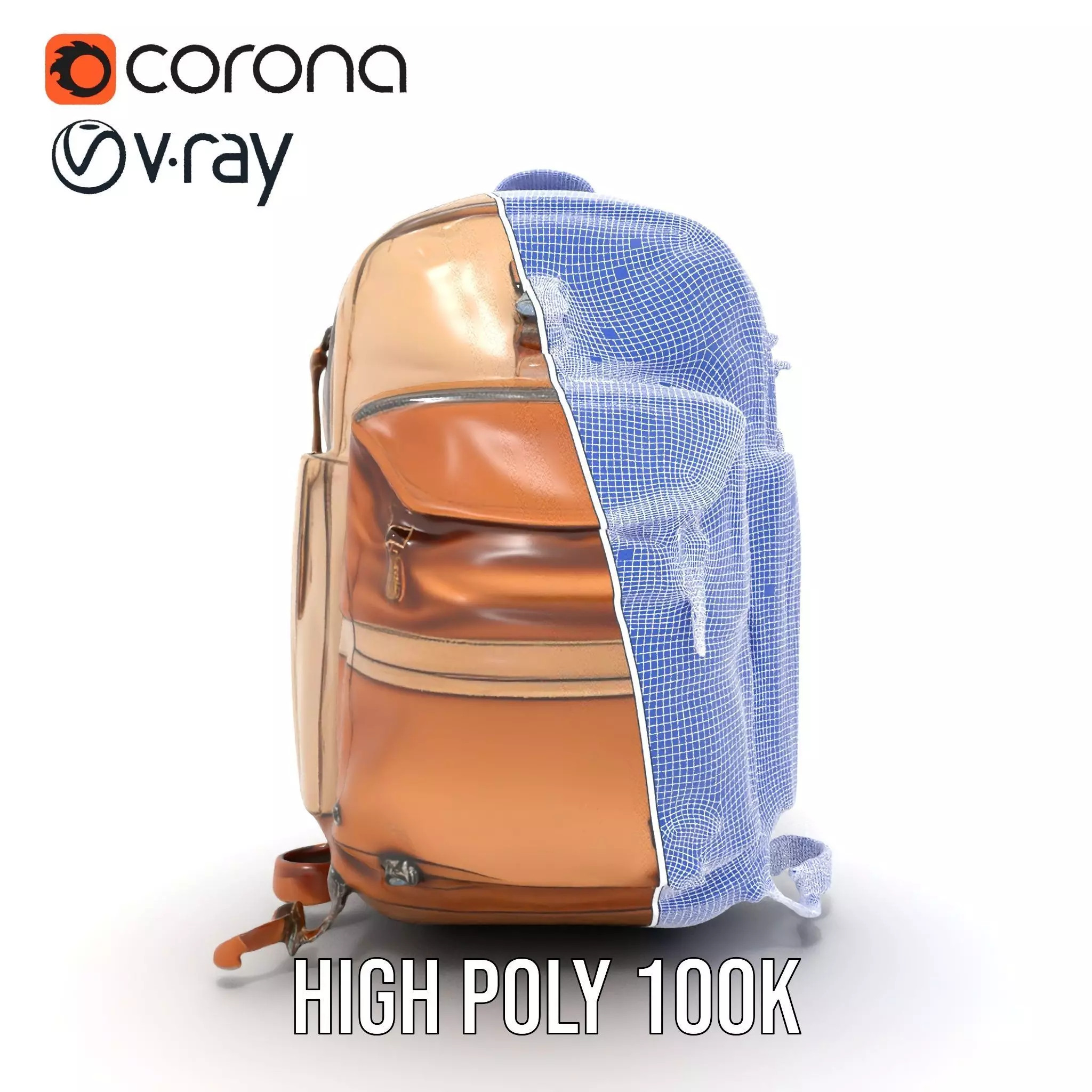 Tan Adventure Backpack model pack Low-poly 3D model_35