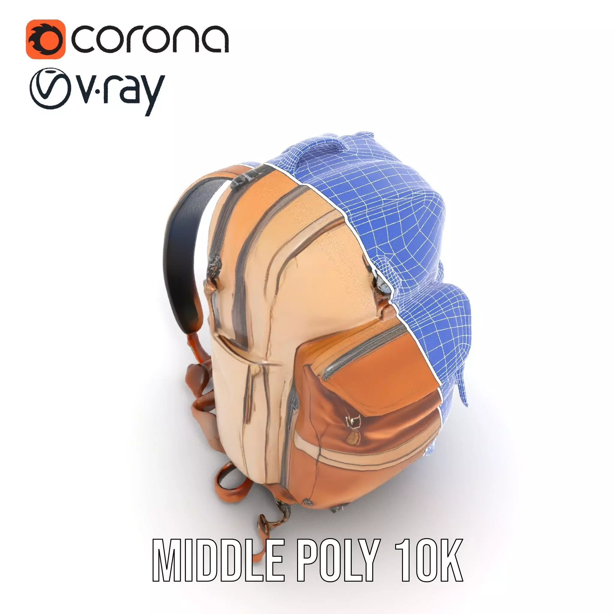 Tan Adventure Backpack model pack Low-poly 3D model_19