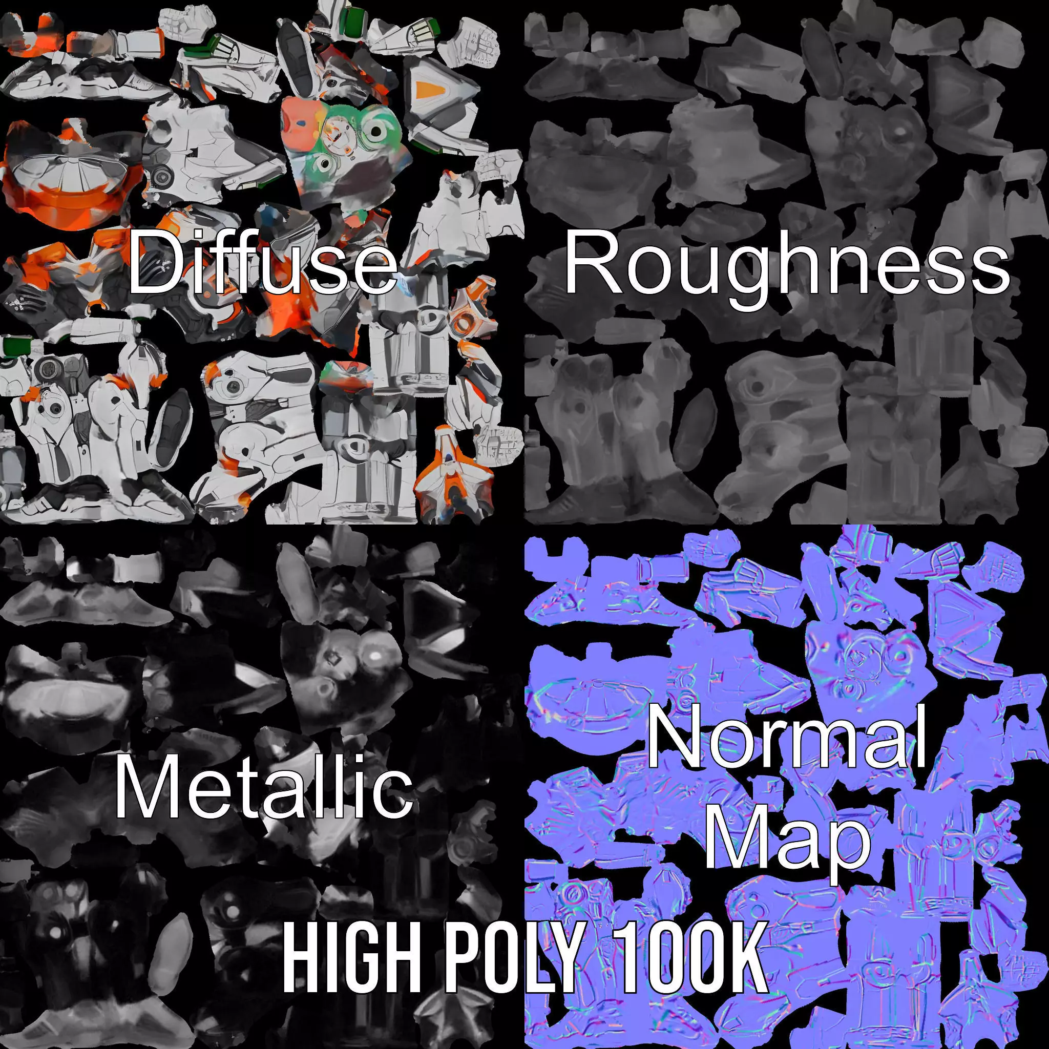 Futuristic Mech Armor model pack Low-poly 3D model_4