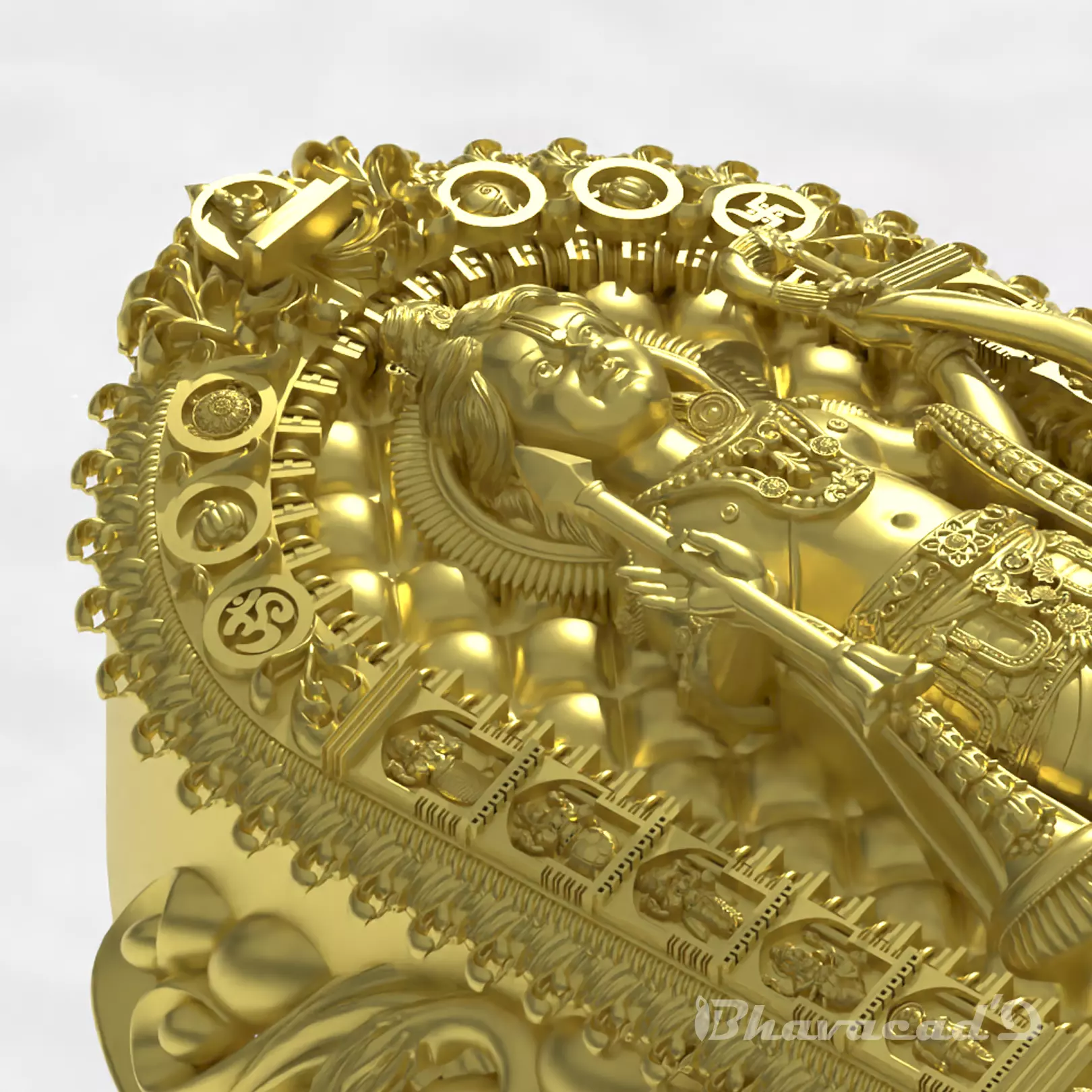 Lord Ramalalla and Hanuman Temple Ring 3D print model