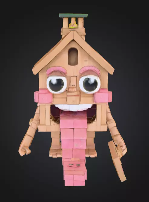 House Monster with a Tongue Slide Low-poly 3D model_2