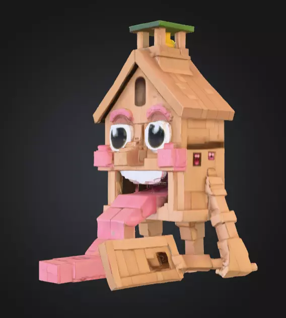 House Monster with a Tongue Slide Low-poly 3D model_12