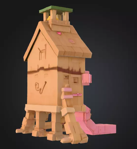 House Monster with a Tongue Slide Low-poly 3D model_6