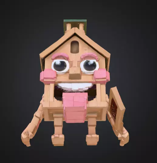 House Monster with a Tongue Slide Low-poly 3D model_19