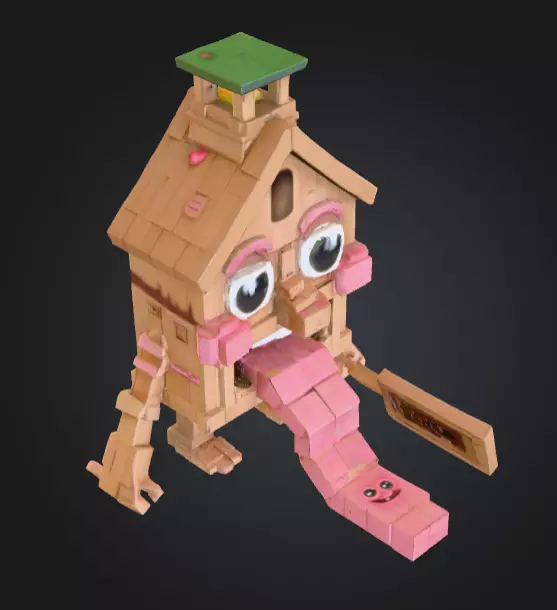 House Monster with a Tongue Slide Low-poly 3D model_14