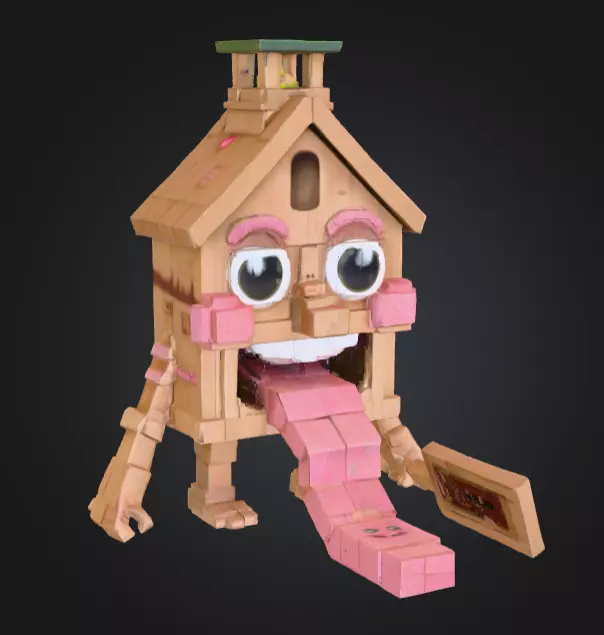 House Monster with a Tongue Slide Low-poly 3D model_3