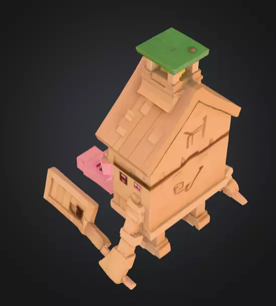 House Monster with a Tongue Slide Low-poly 3D model_16