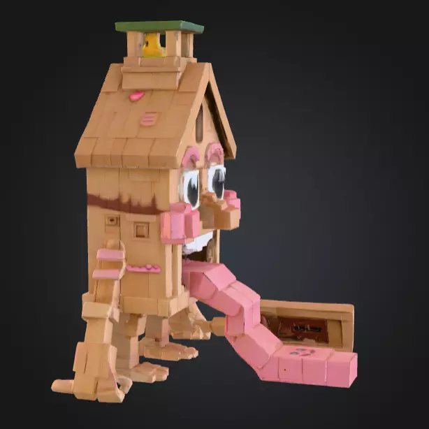 House Monster with a Tongue Slide Low-poly 3D model_4