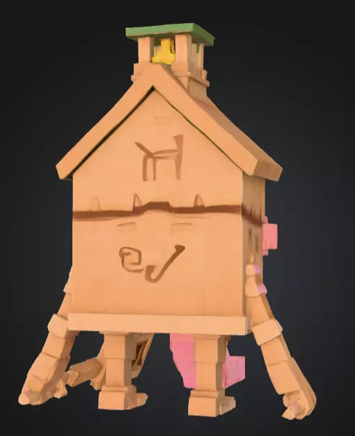 House Monster with a Tongue Slide Low-poly 3D model_7
