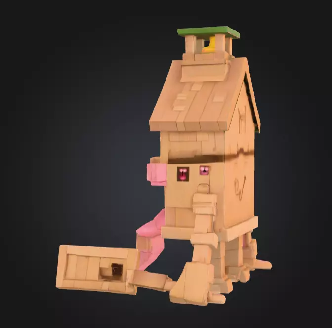 House Monster with a Tongue Slide Low-poly 3D model_10