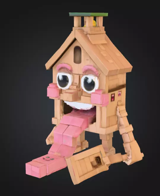House Monster with a Tongue Slide Low-poly 3D model_0
