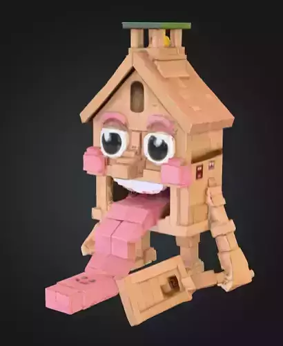House Monster with a Tongue Slide Low-poly 3D model