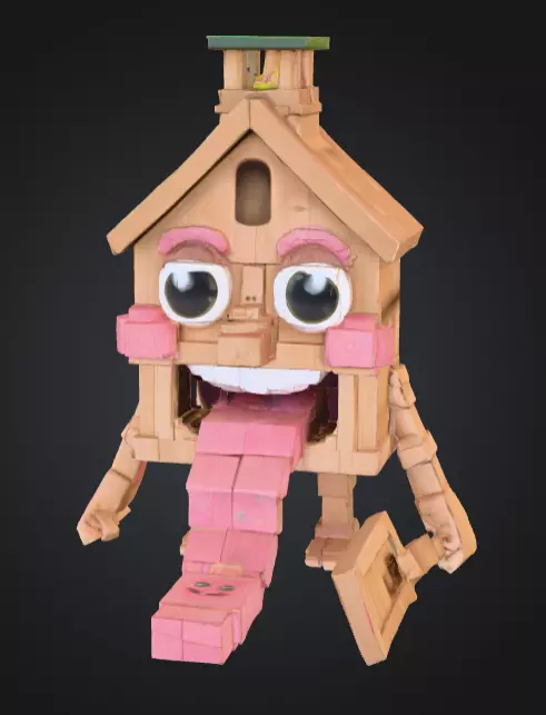 House Monster with a Tongue Slide Low-poly 3D model_1