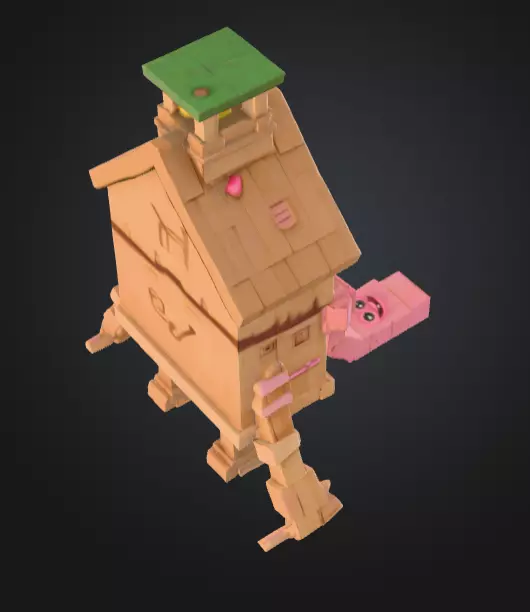 House Monster with a Tongue Slide Low-poly 3D model_18