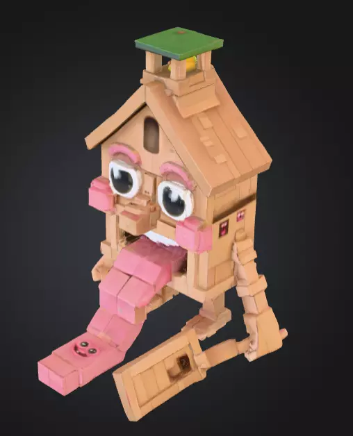 House Monster with a Tongue Slide Low-poly 3D model_15