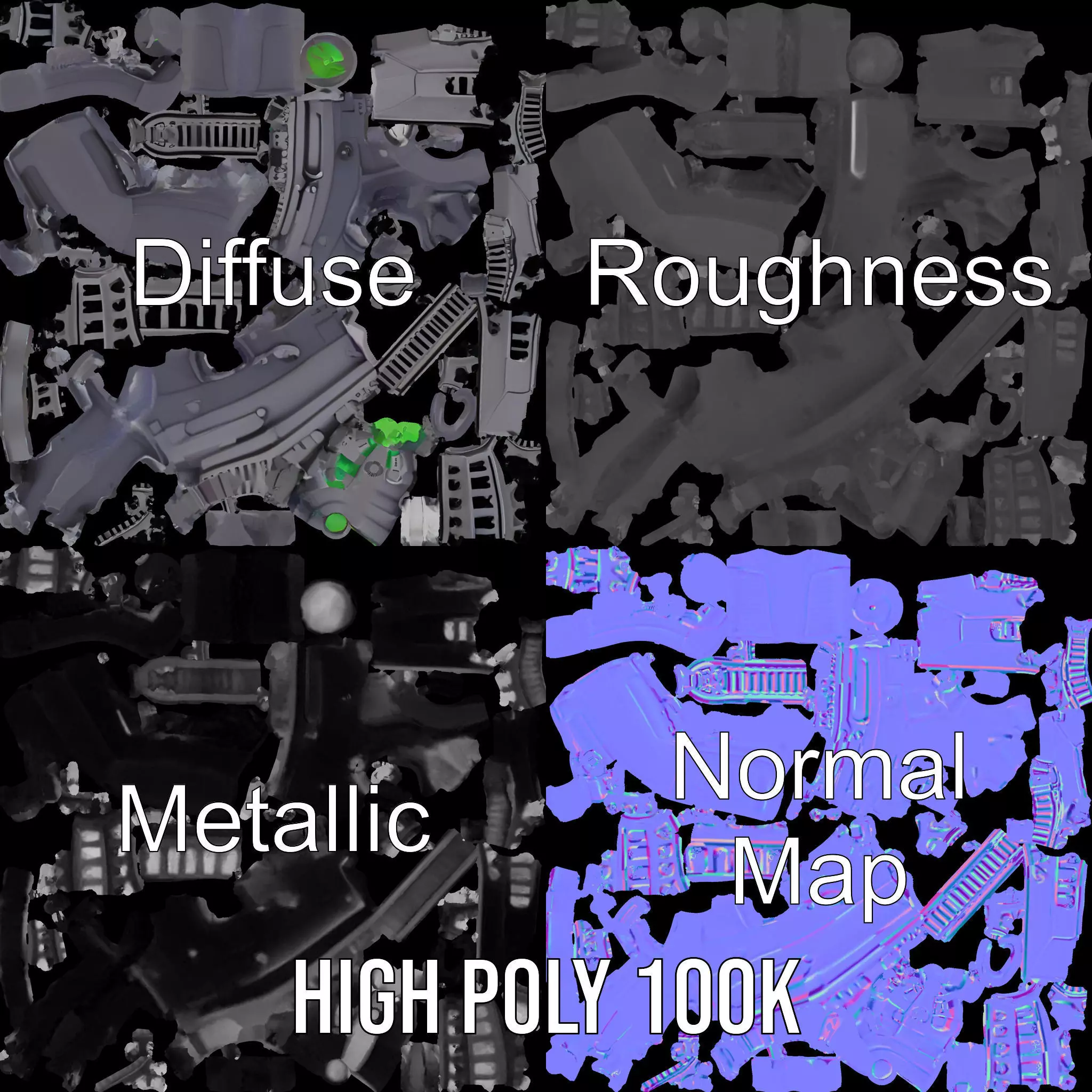 Tactical Black Rifle model pack Low-poly 3D model_4