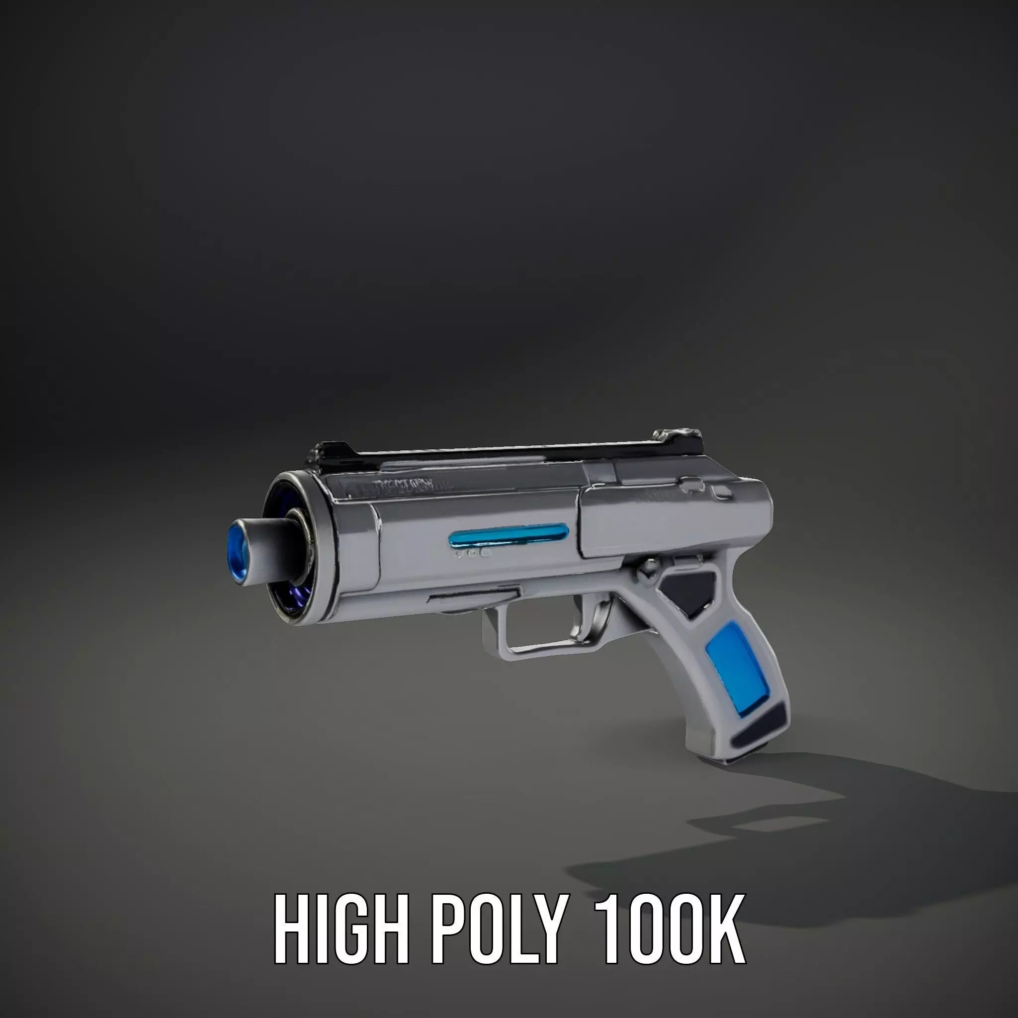 Futuristic Blue Blaster model pack Low-poly 3D model_10