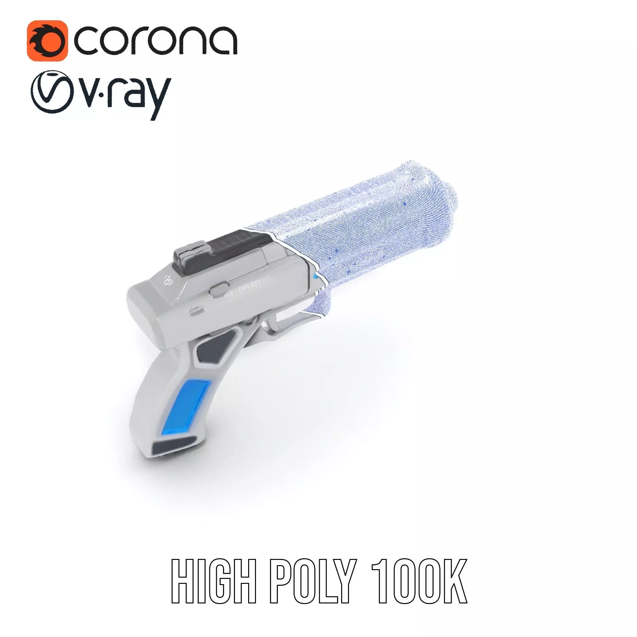 Futuristic Blue Blaster model pack Low-poly 3D model_22