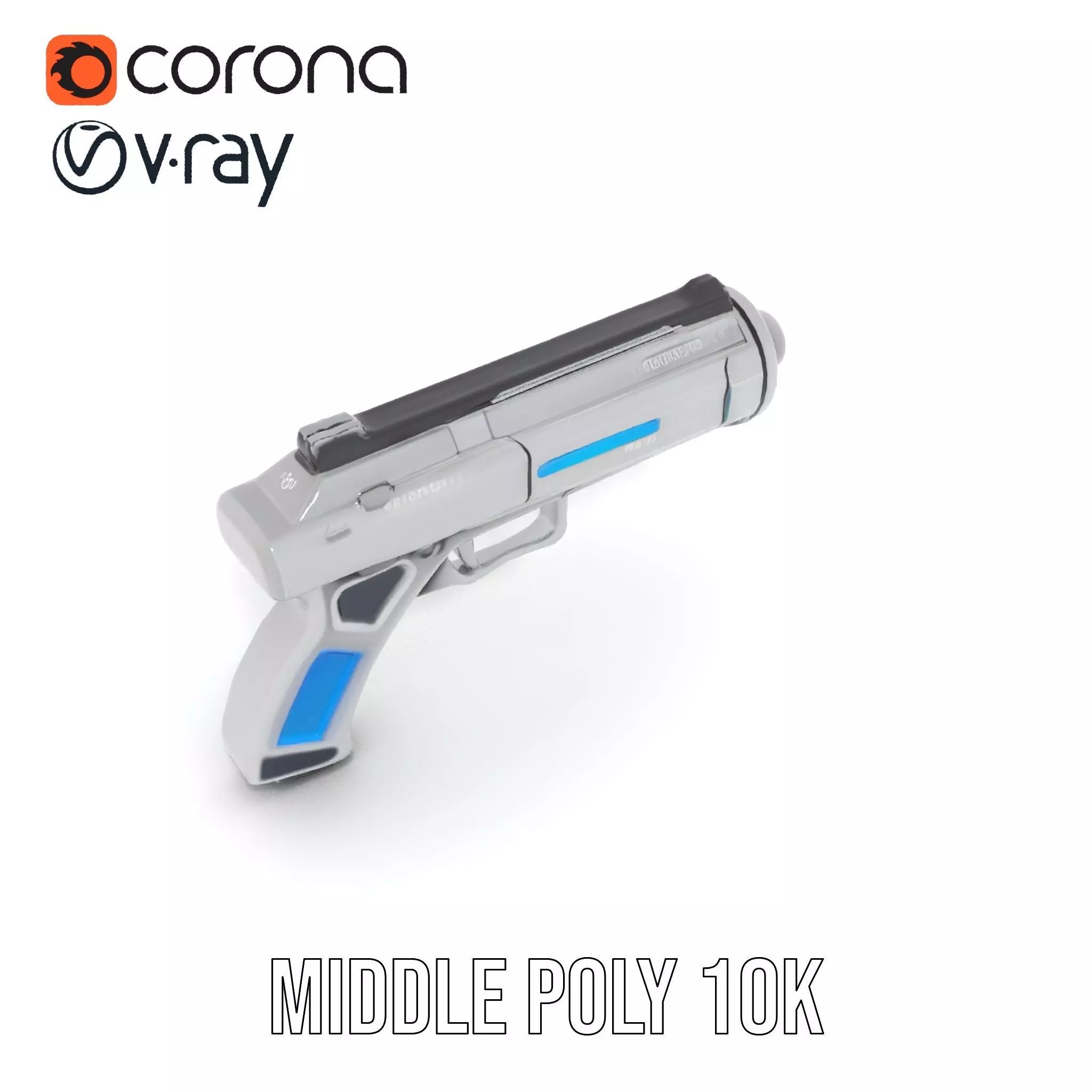 Futuristic Blue Blaster model pack Low-poly 3D model_15