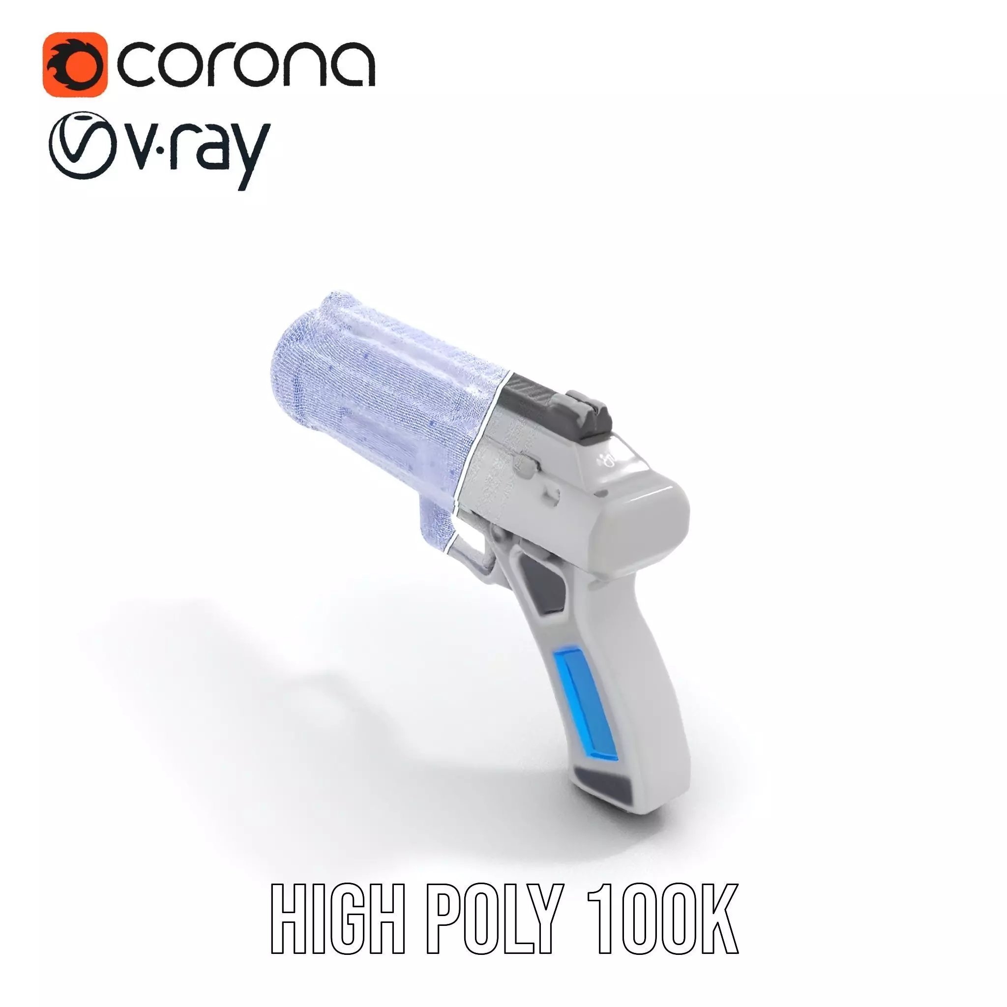 Futuristic Blue Blaster model pack Low-poly 3D model_25