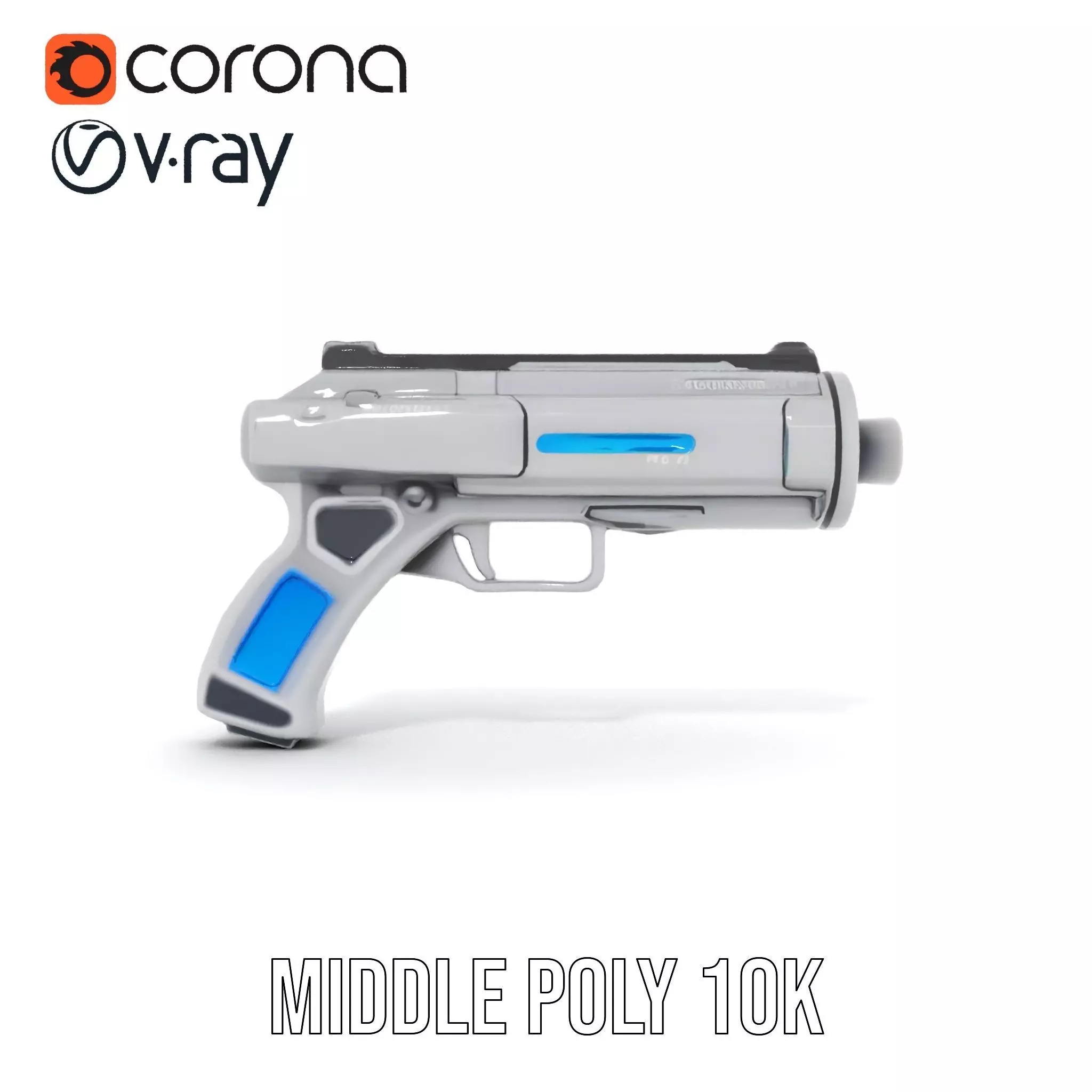 Futuristic Blue Blaster model pack Low-poly 3D model_18