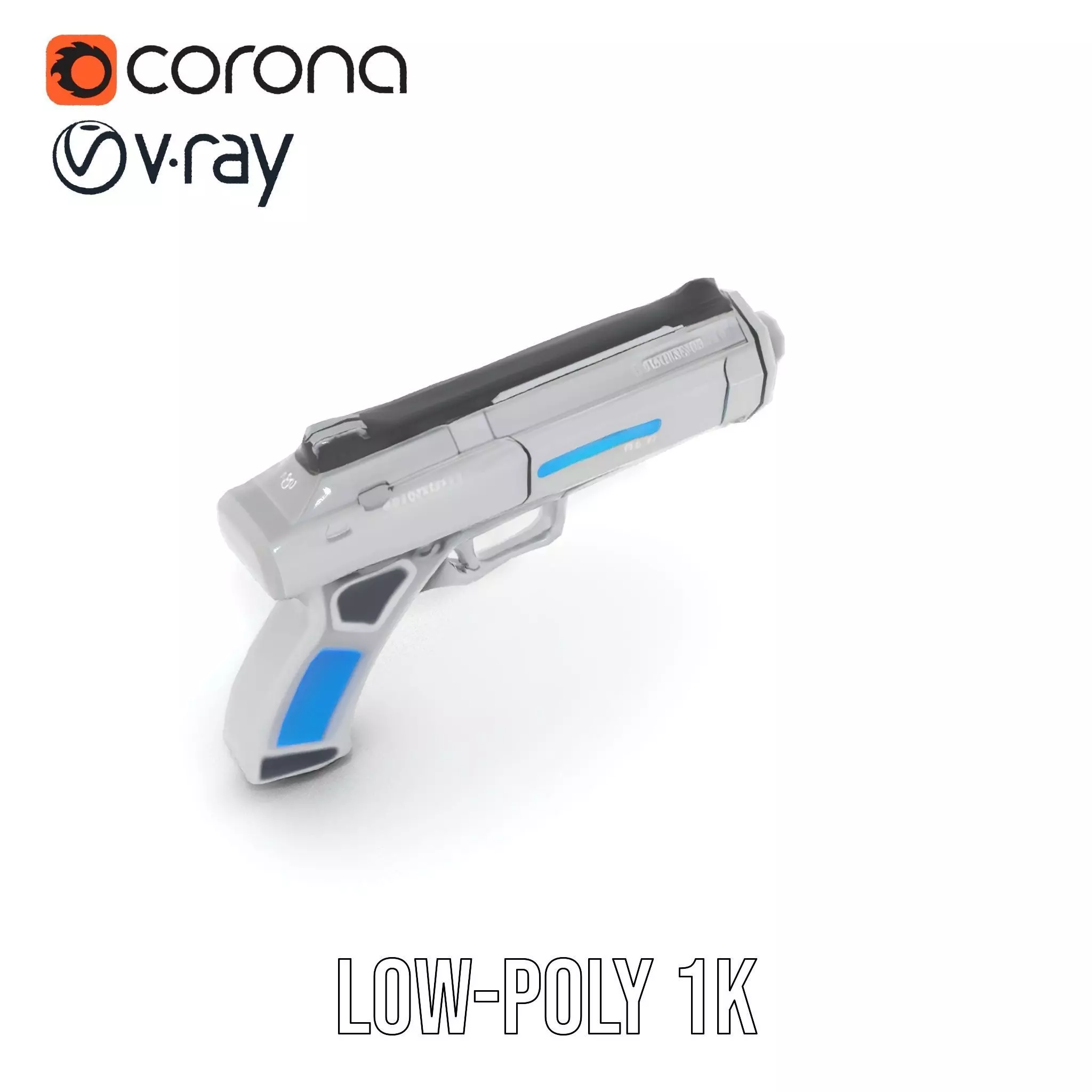 Futuristic Blue Blaster model pack Low-poly 3D model_9