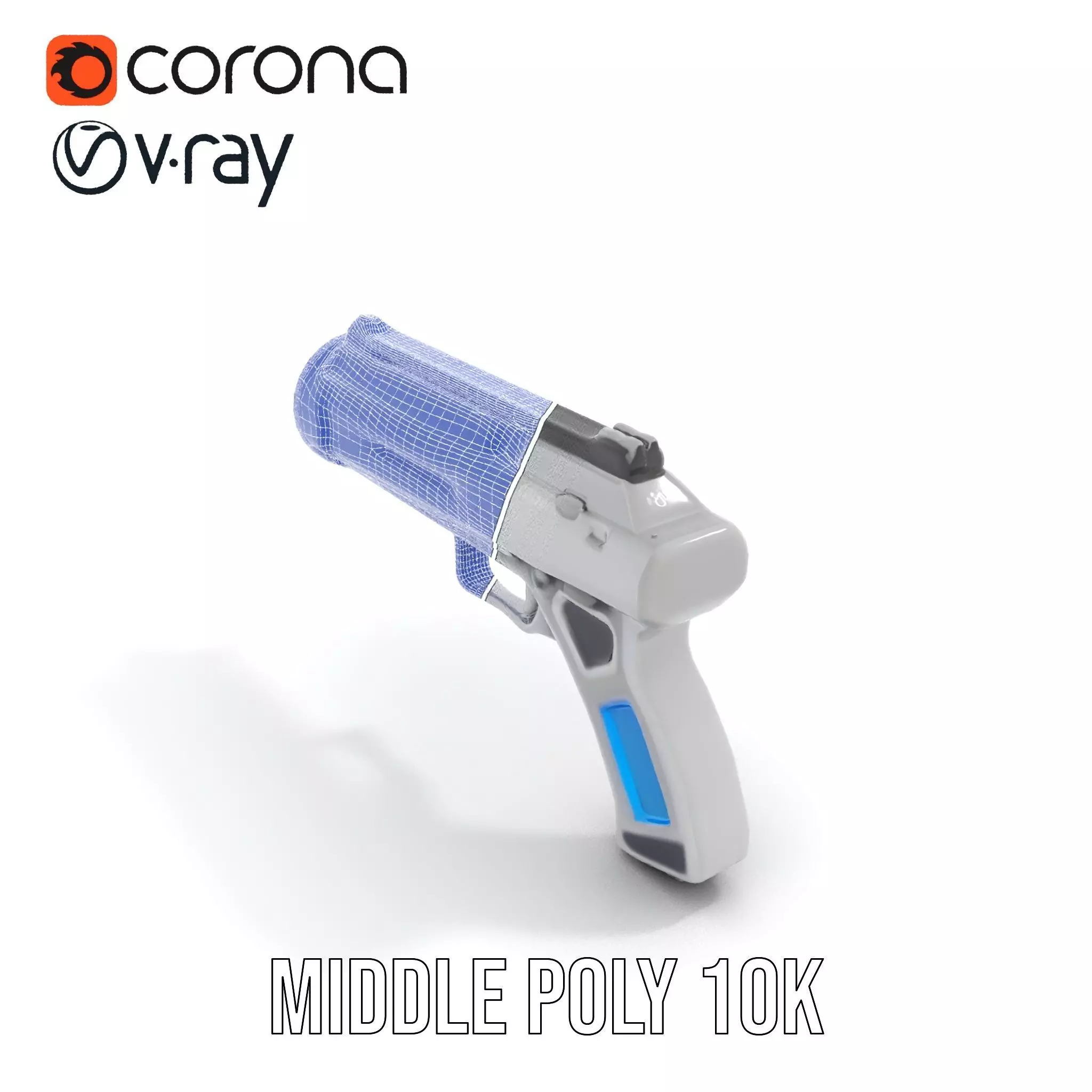 Futuristic Blue Blaster model pack Low-poly 3D model_13