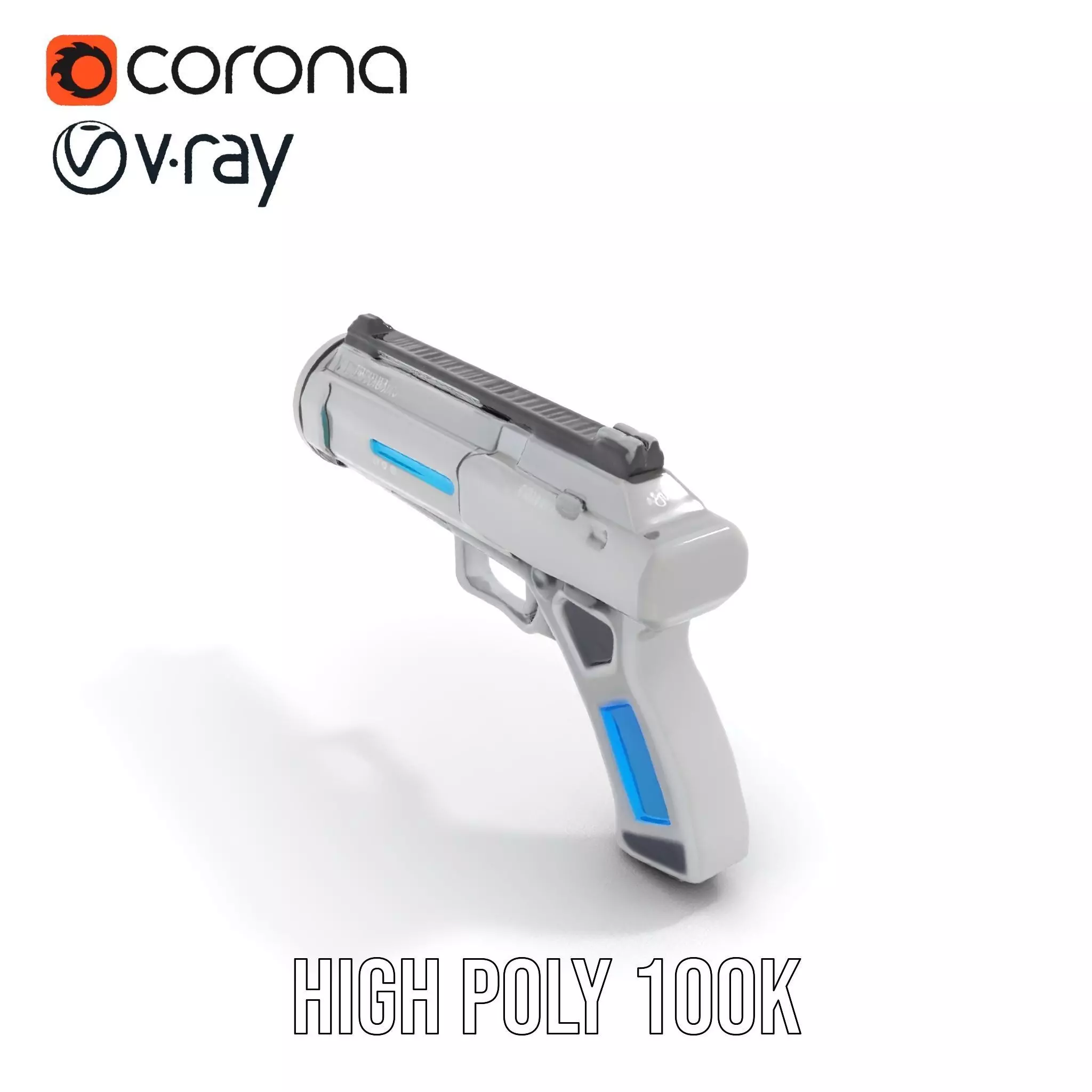 Futuristic Blue Blaster model pack Low-poly 3D model_17