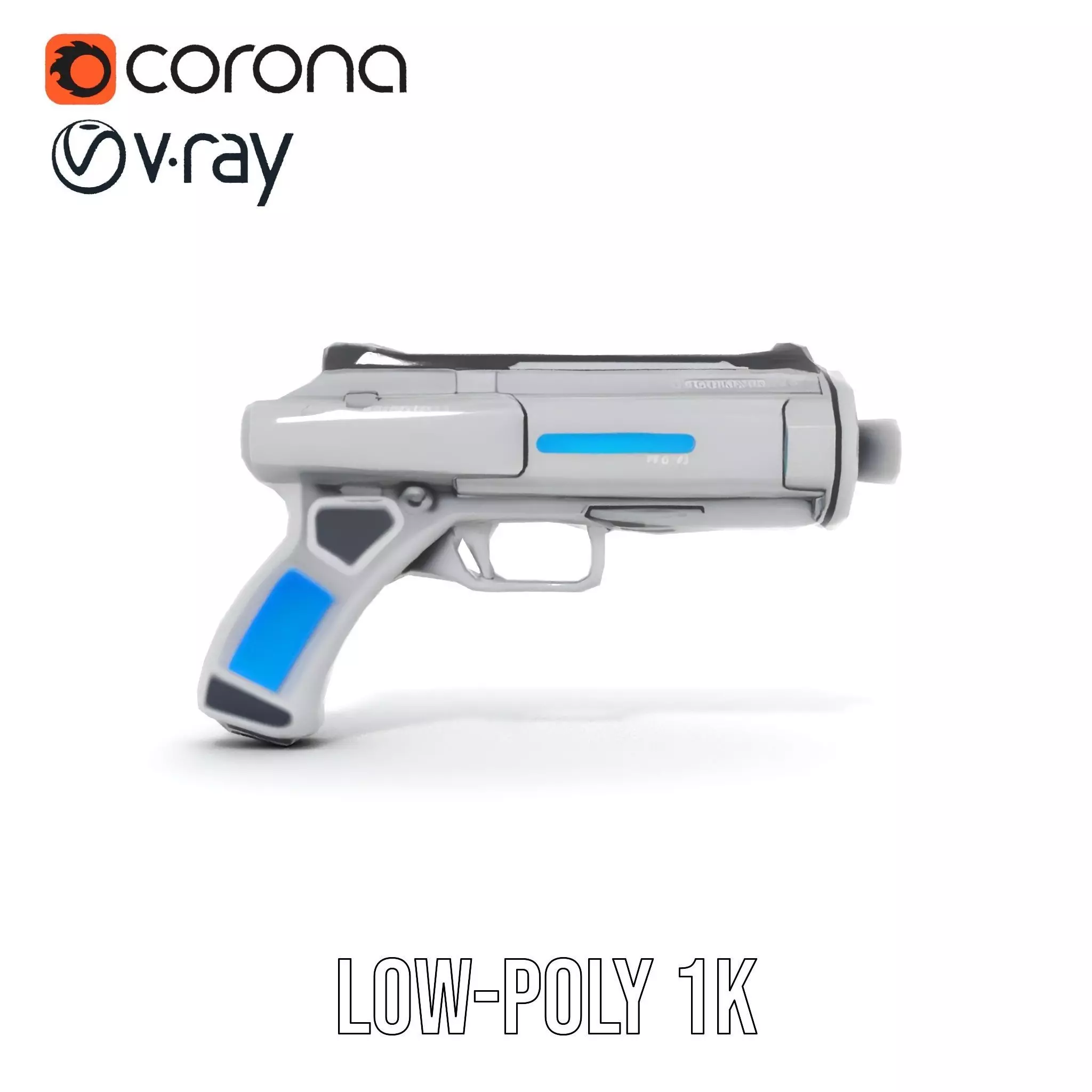 Futuristic Blue Blaster model pack Low-poly 3D model_19