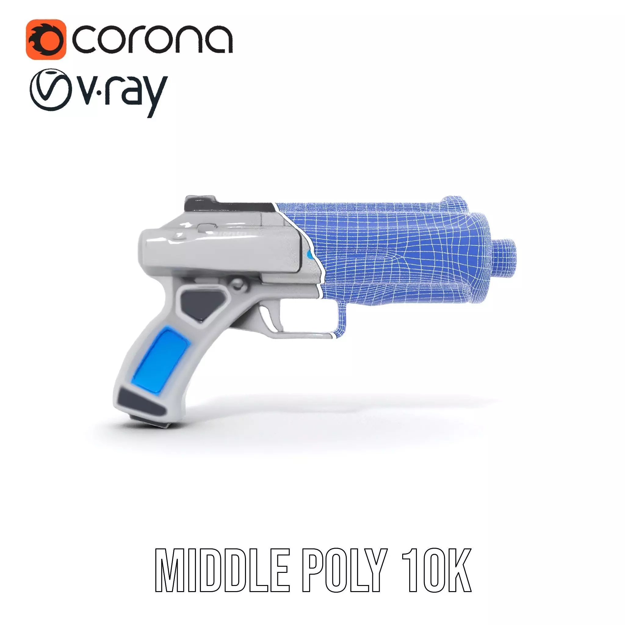 Futuristic Blue Blaster model pack Low-poly 3D model_23