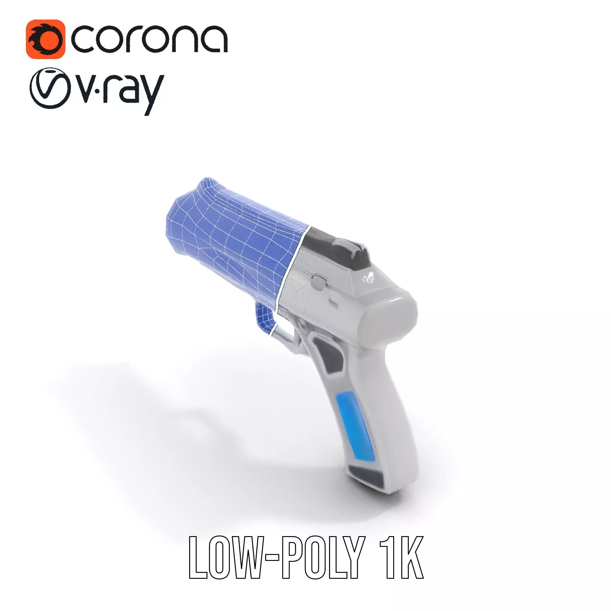 Futuristic Blue Blaster model pack Low-poly 3D model_12