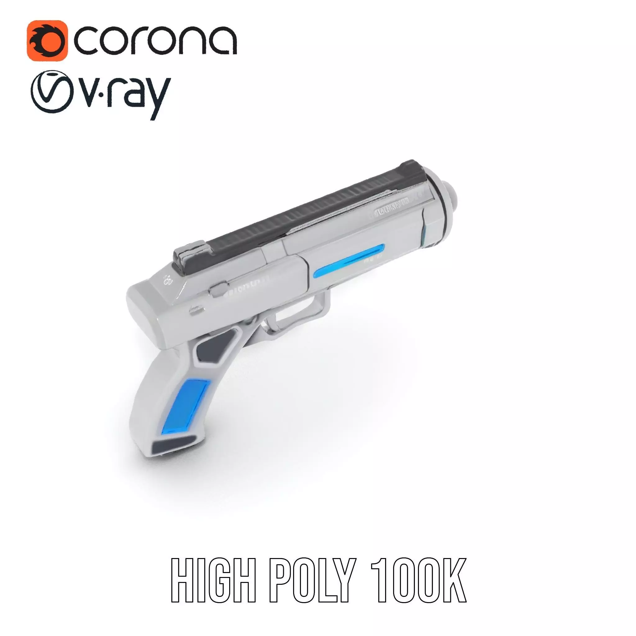 Futuristic Blue Blaster model pack Low-poly 3D model_32