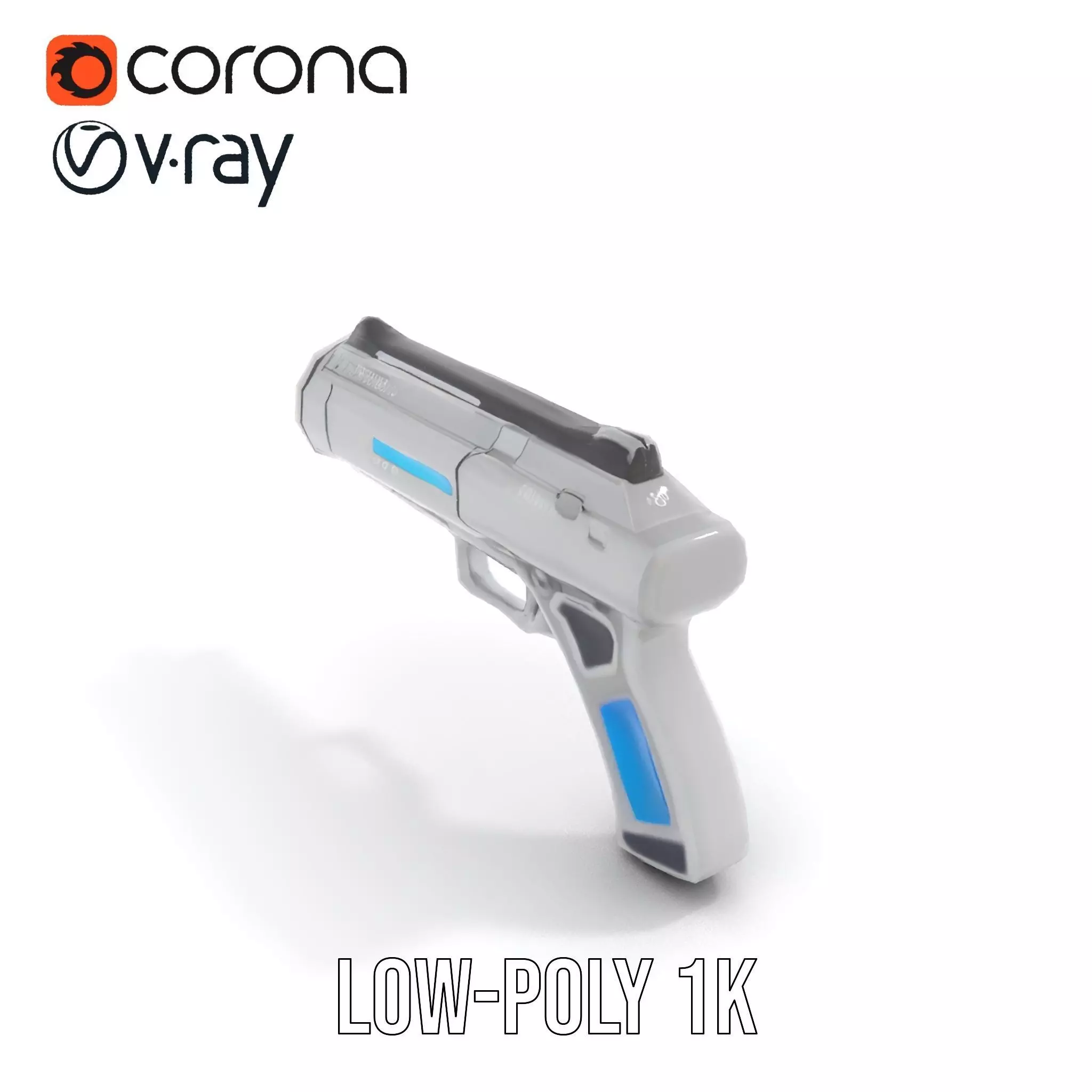 Futuristic Blue Blaster model pack Low-poly 3D model_14