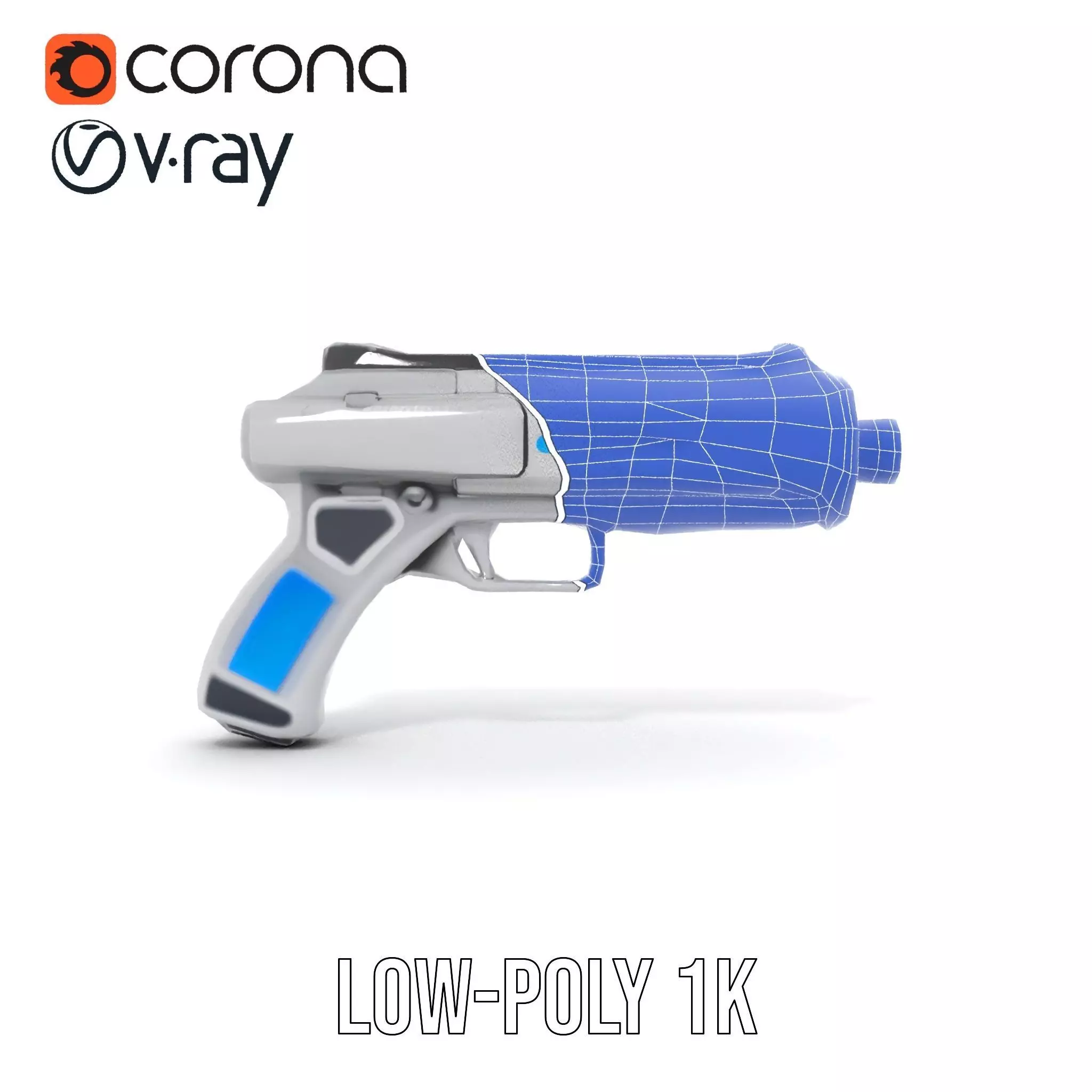 Futuristic Blue Blaster model pack Low-poly 3D model_30