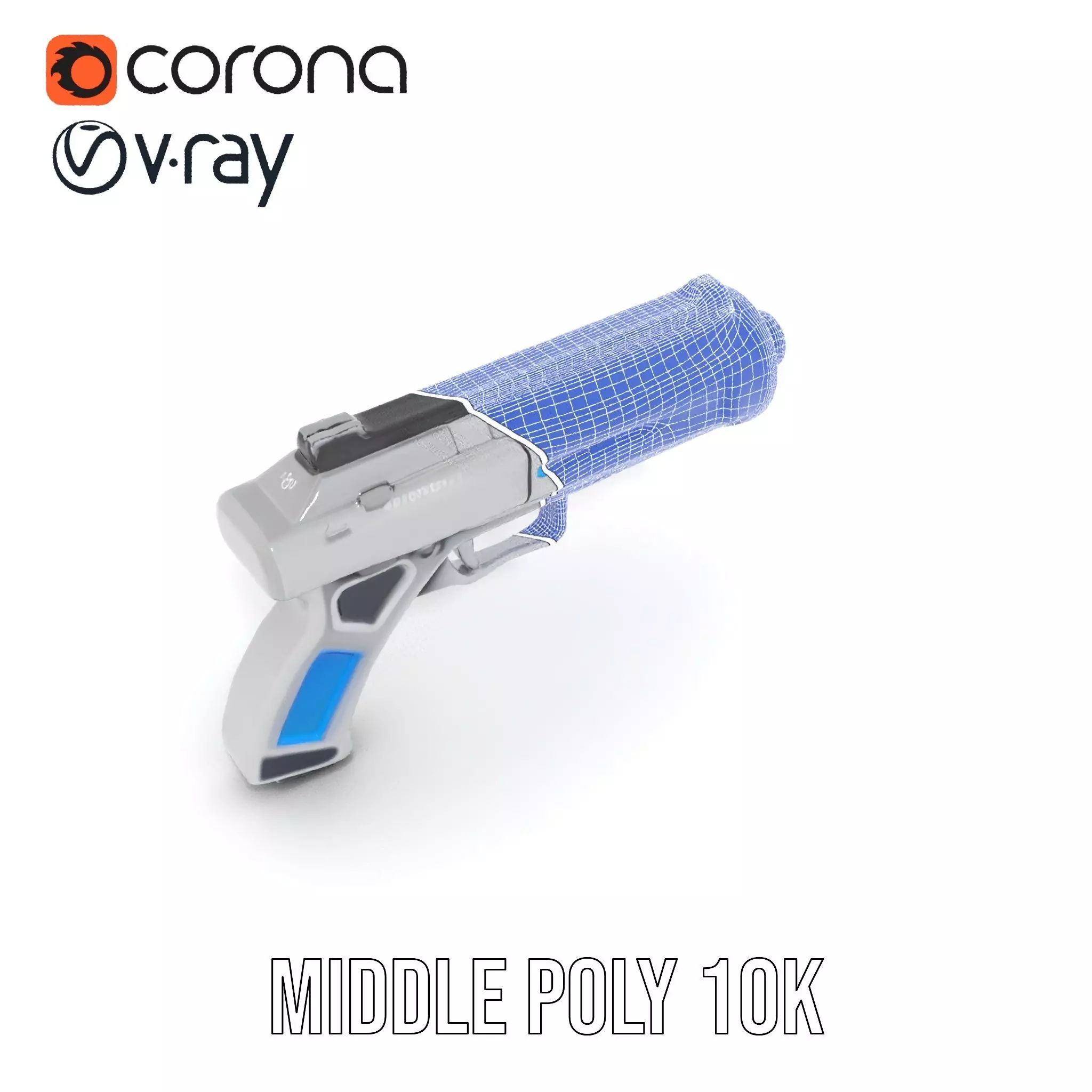 Futuristic Blue Blaster model pack Low-poly 3D model_29