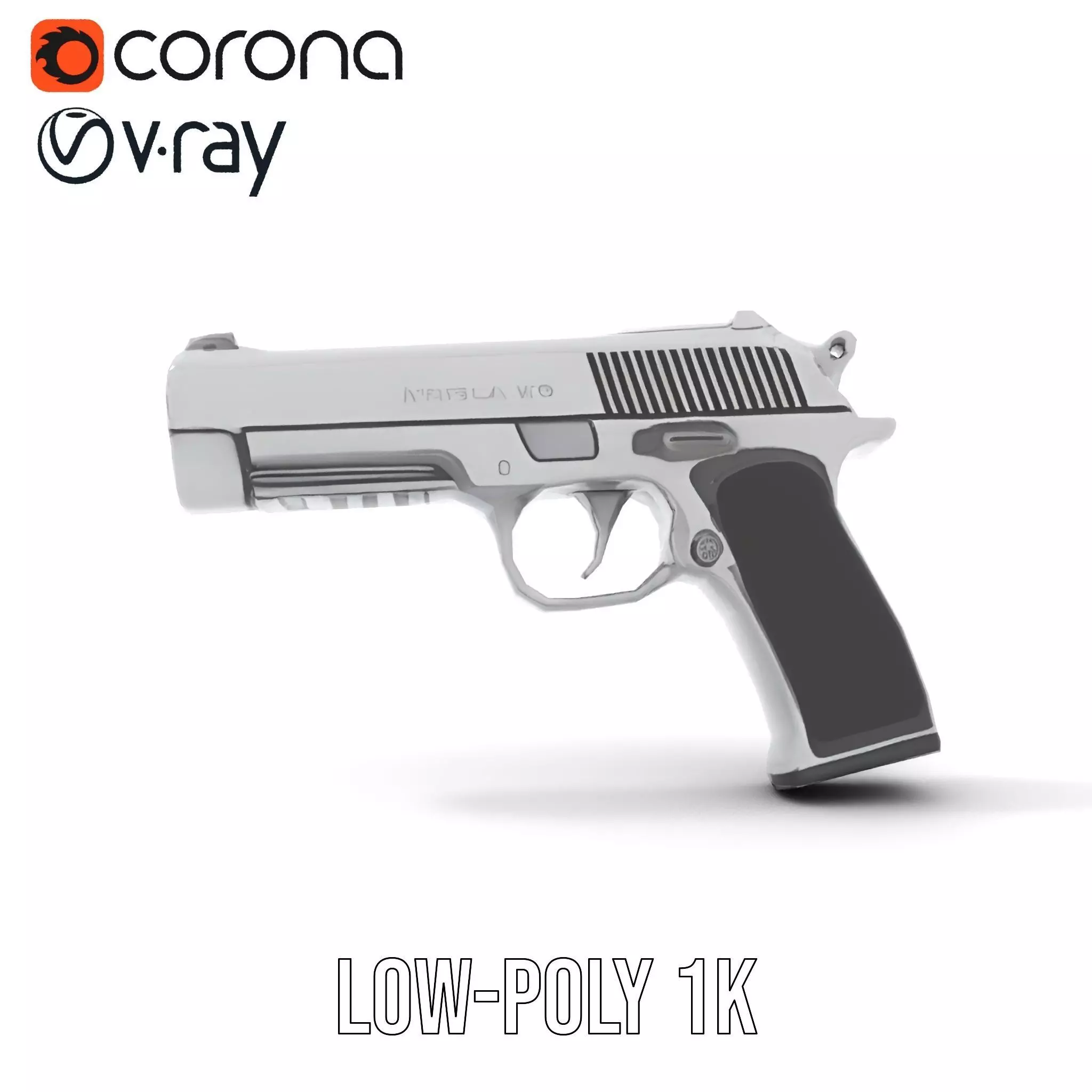 Sleek Silver Handgun model pack Low-poly 3D model_20