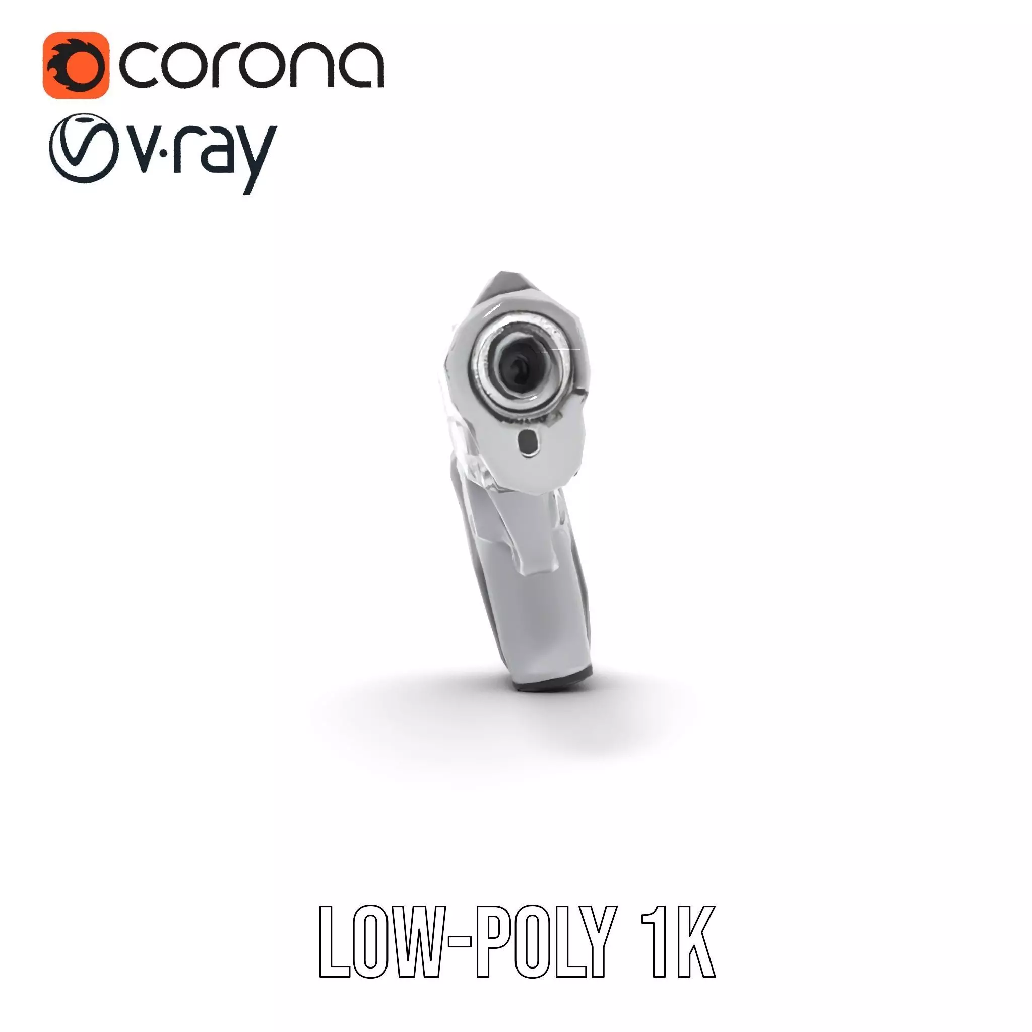 Sleek Silver Handgun model pack Low-poly 3D model_23