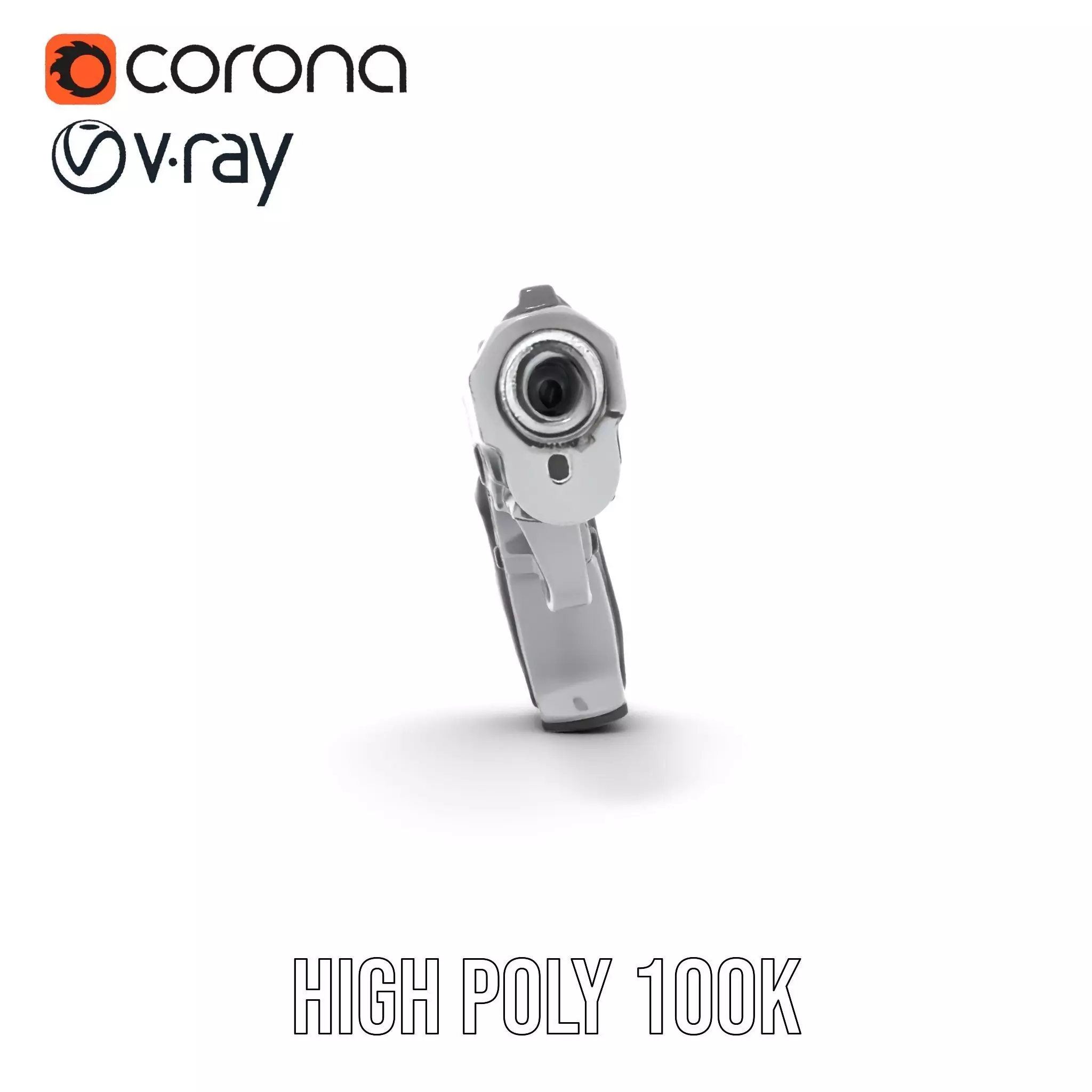 Sleek Silver Handgun model pack Low-poly 3D model_27