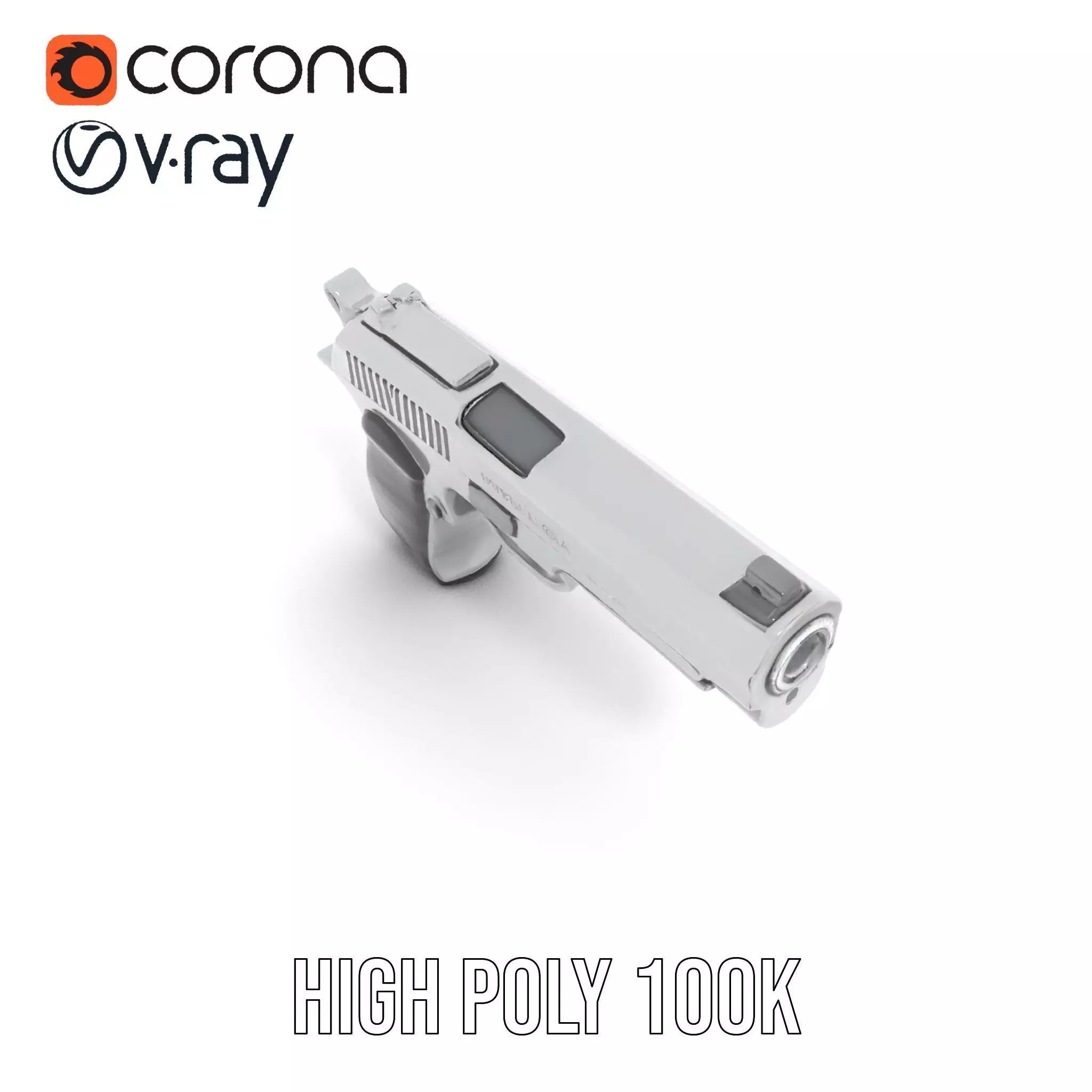 Sleek Silver Handgun model pack Low-poly 3D model_33