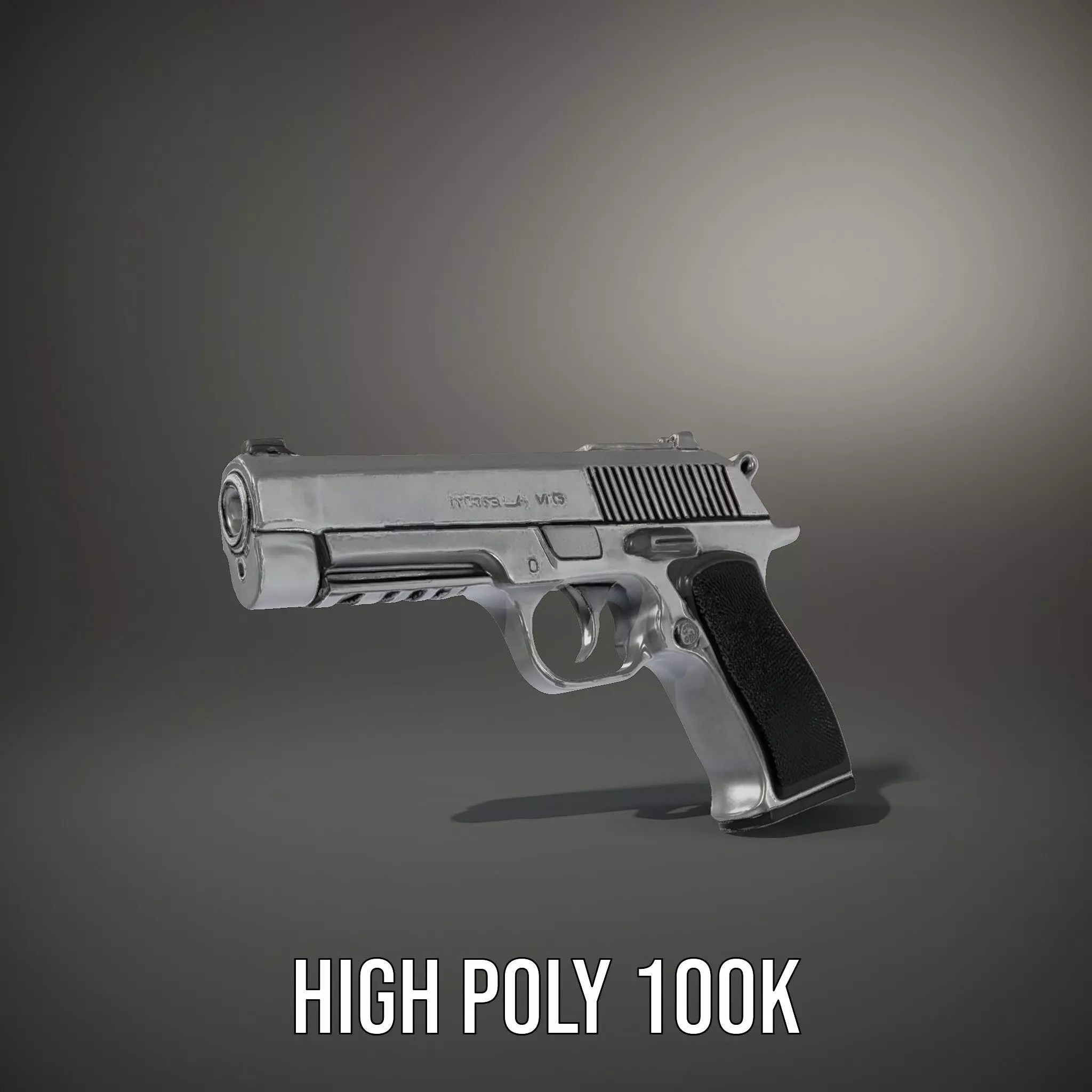 Sleek Silver Handgun model pack Low-poly 3D model_9