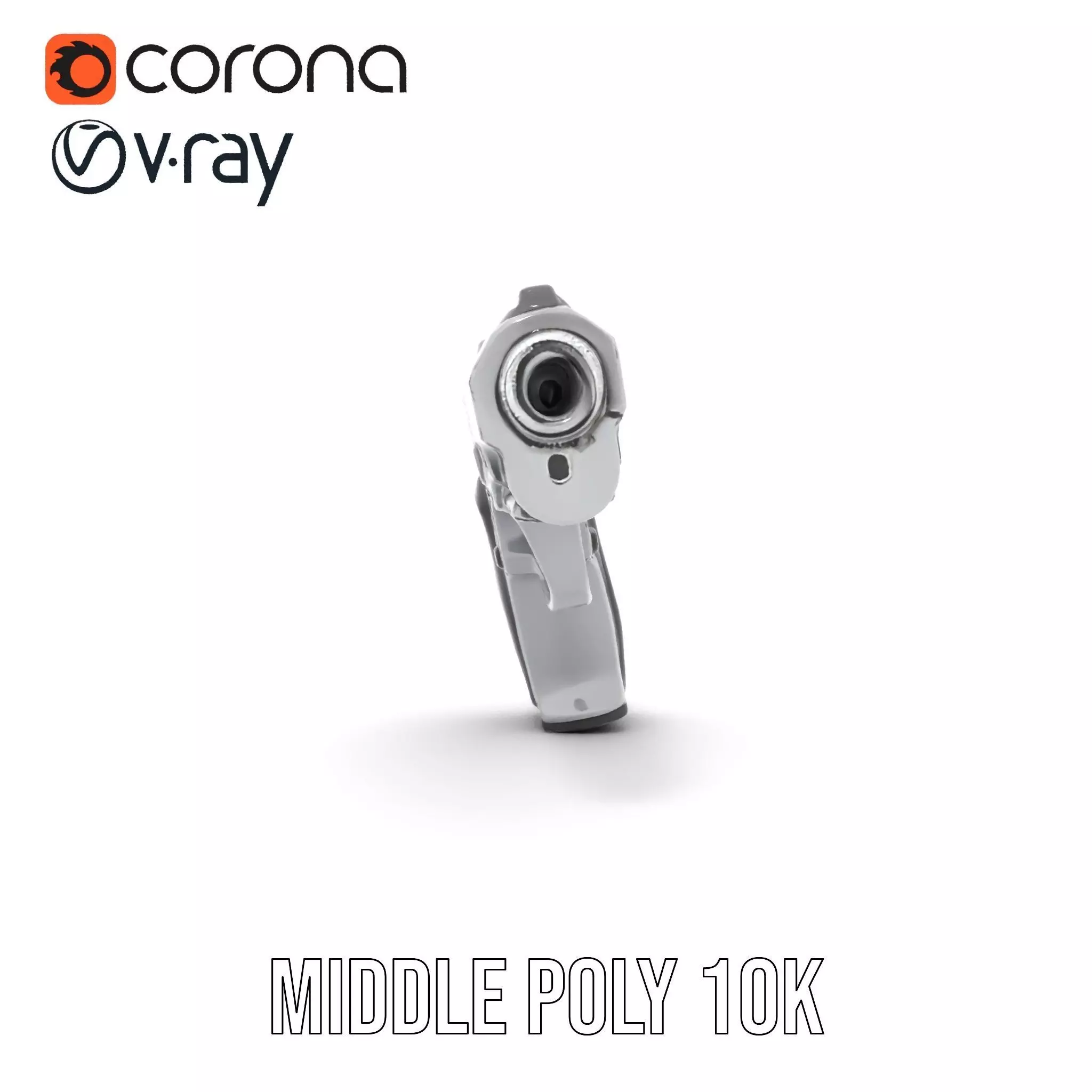 Sleek Silver Handgun model pack Low-poly 3D model_14