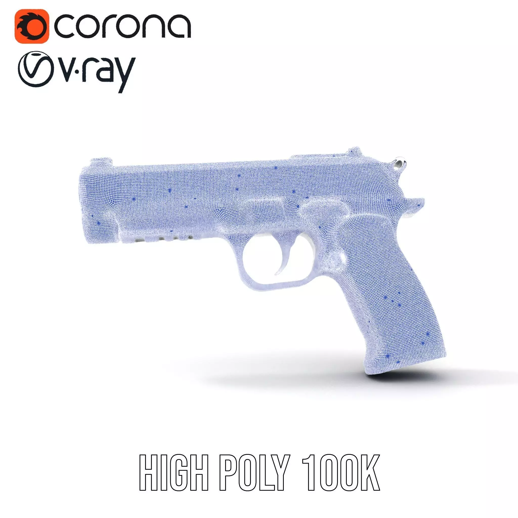 Sleek Silver Handgun model pack Low-poly 3D model_24