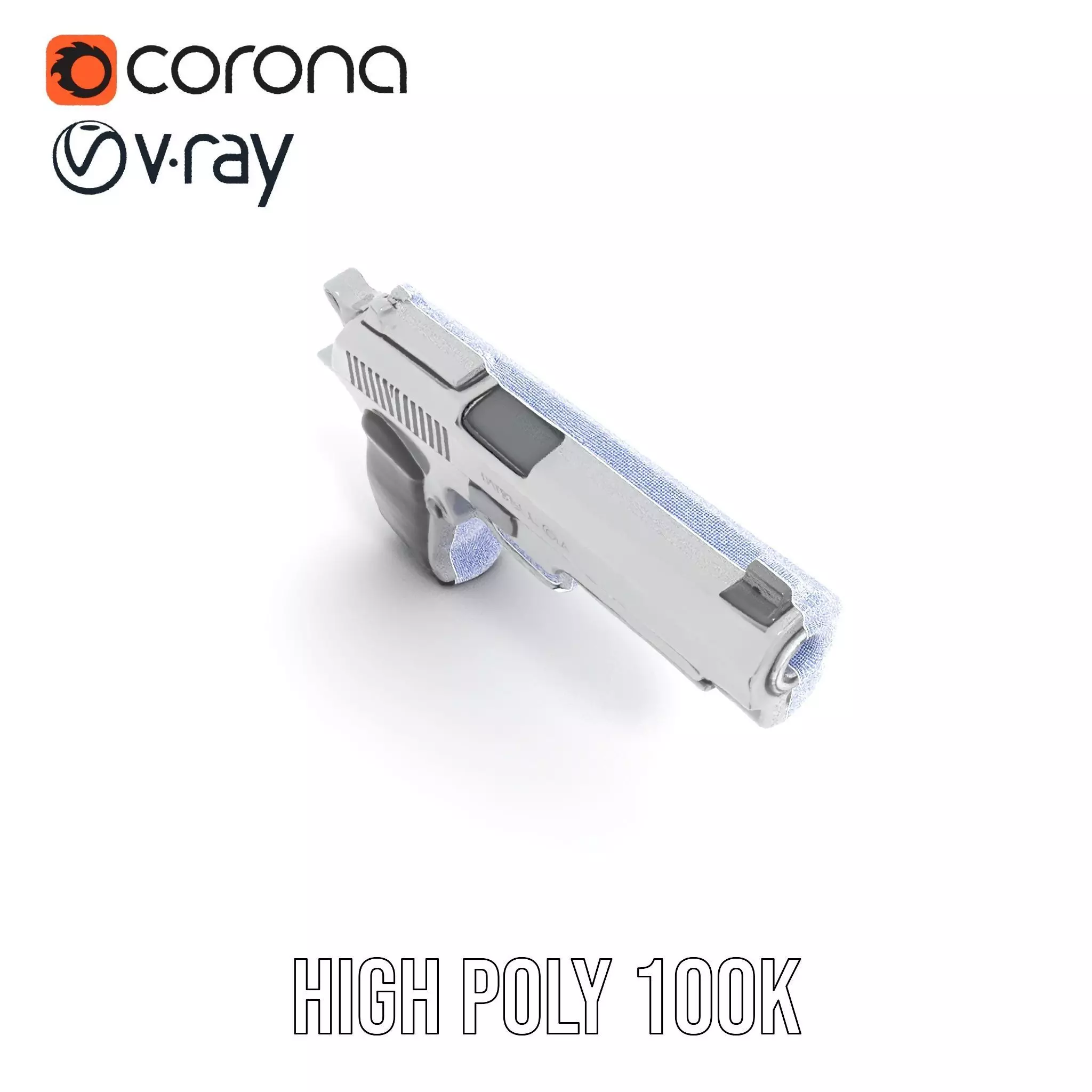 Sleek Silver Handgun model pack Low-poly 3D model_21