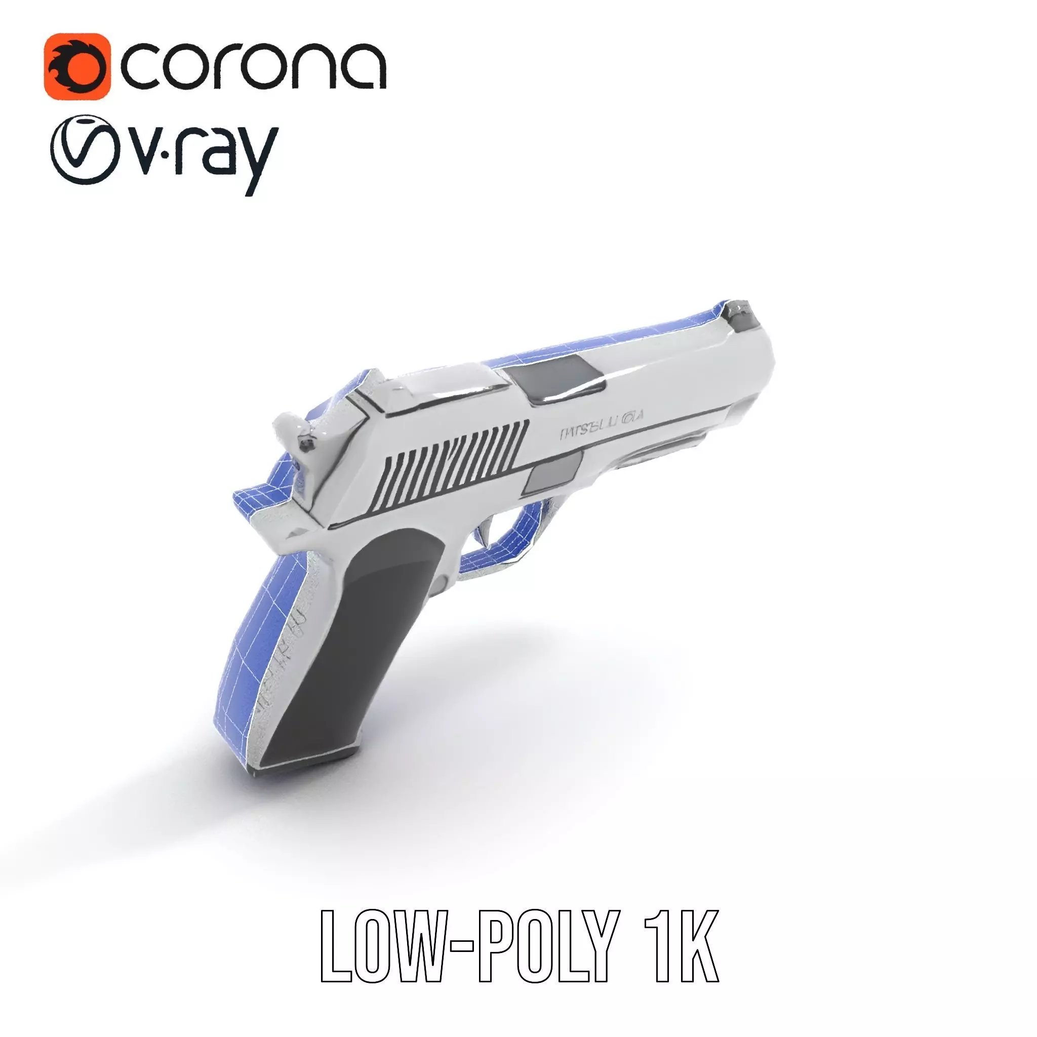 Sleek Silver Handgun model pack Low-poly 3D model_29