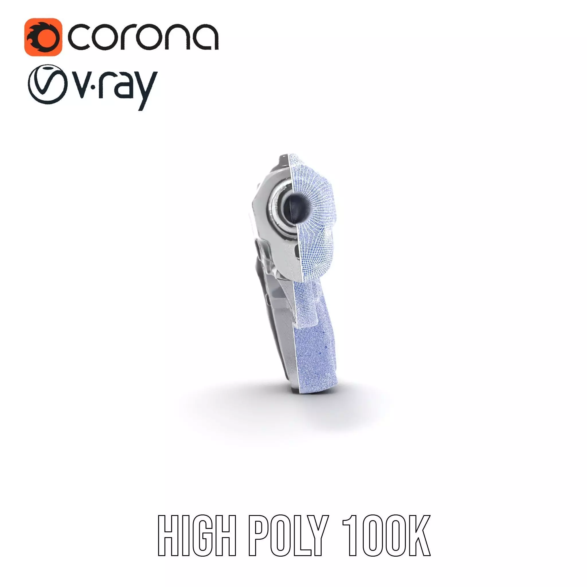 Sleek Silver Handgun model pack Low-poly 3D model_35