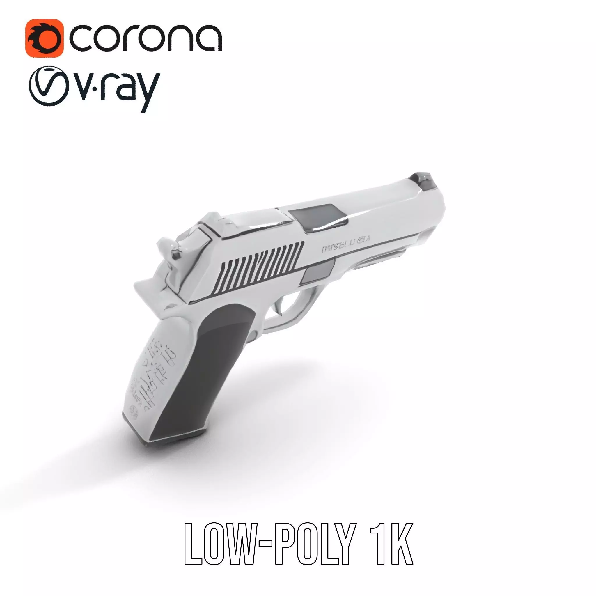 Sleek Silver Handgun model pack Low-poly 3D model_13