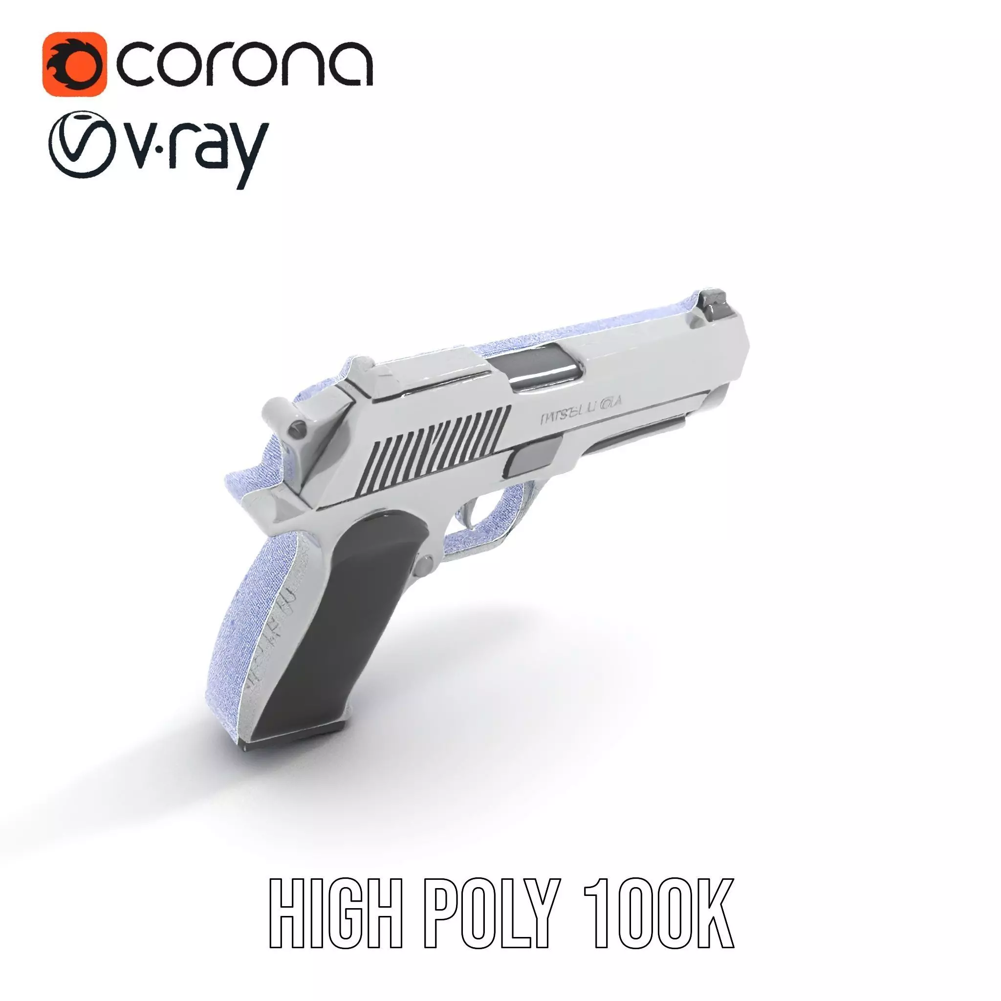 Sleek Silver Handgun model pack Low-poly 3D model_34