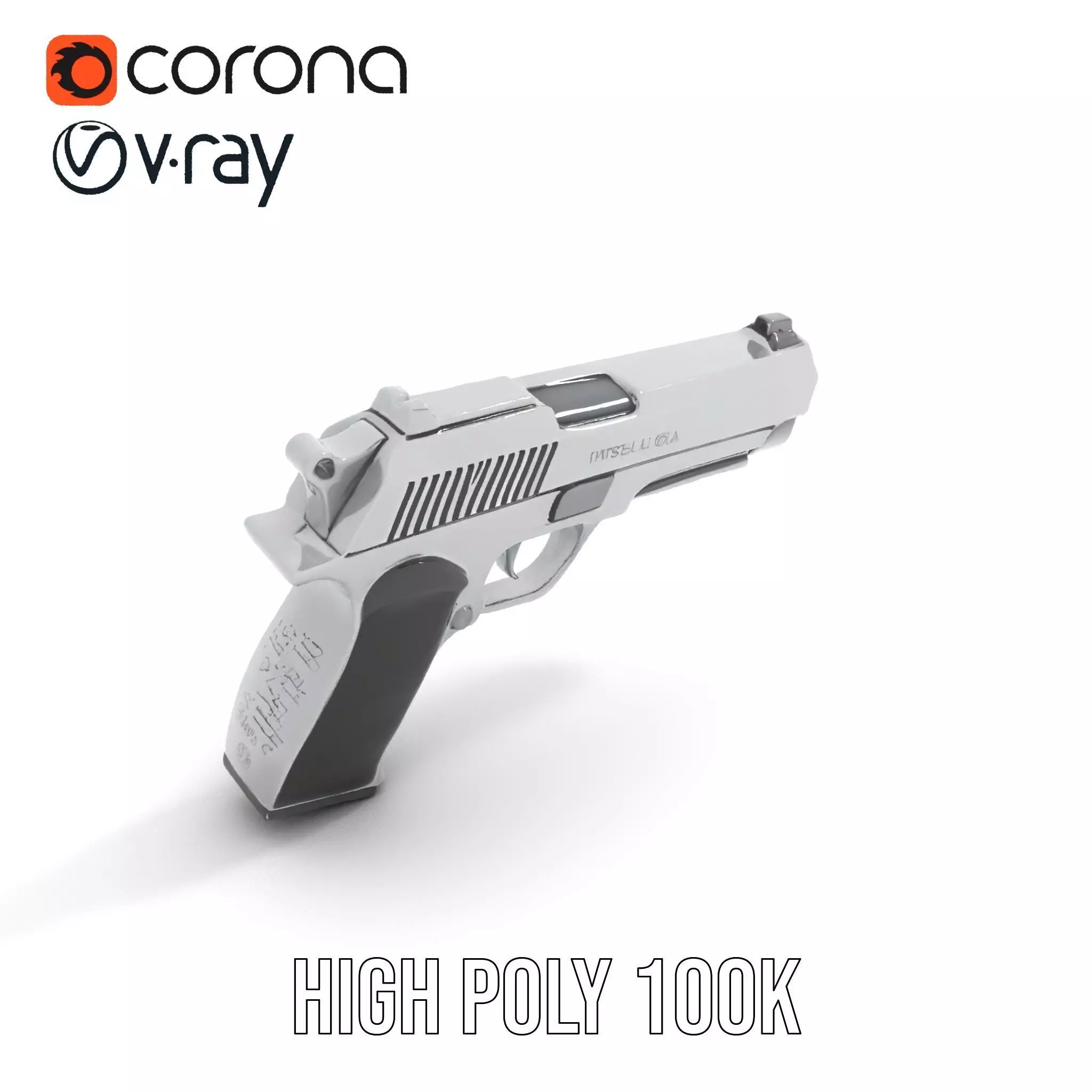 Sleek Silver Handgun model pack Low-poly 3D model_18